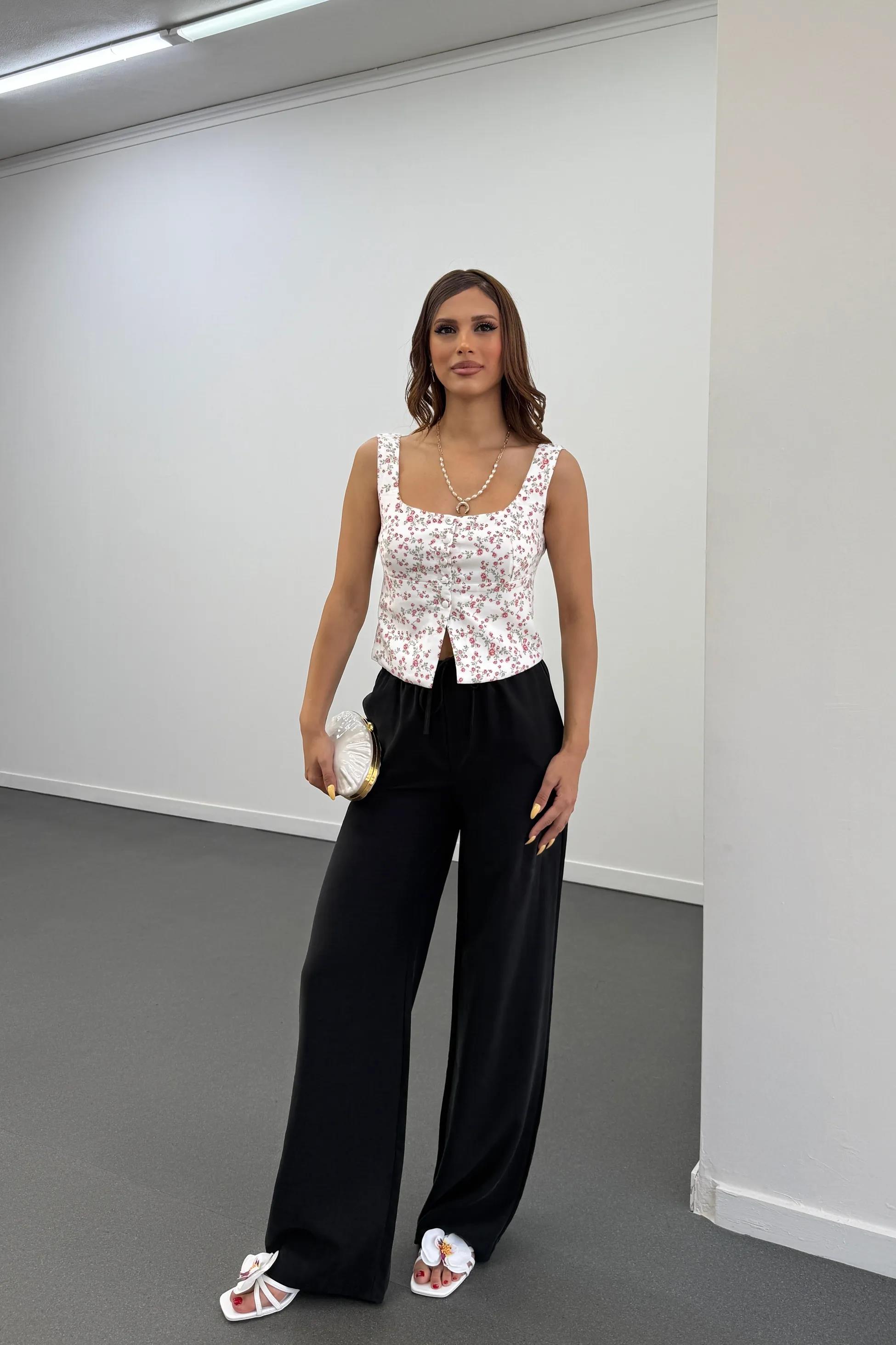 Friya Siyah Modal Beli Lastikli Pantolon