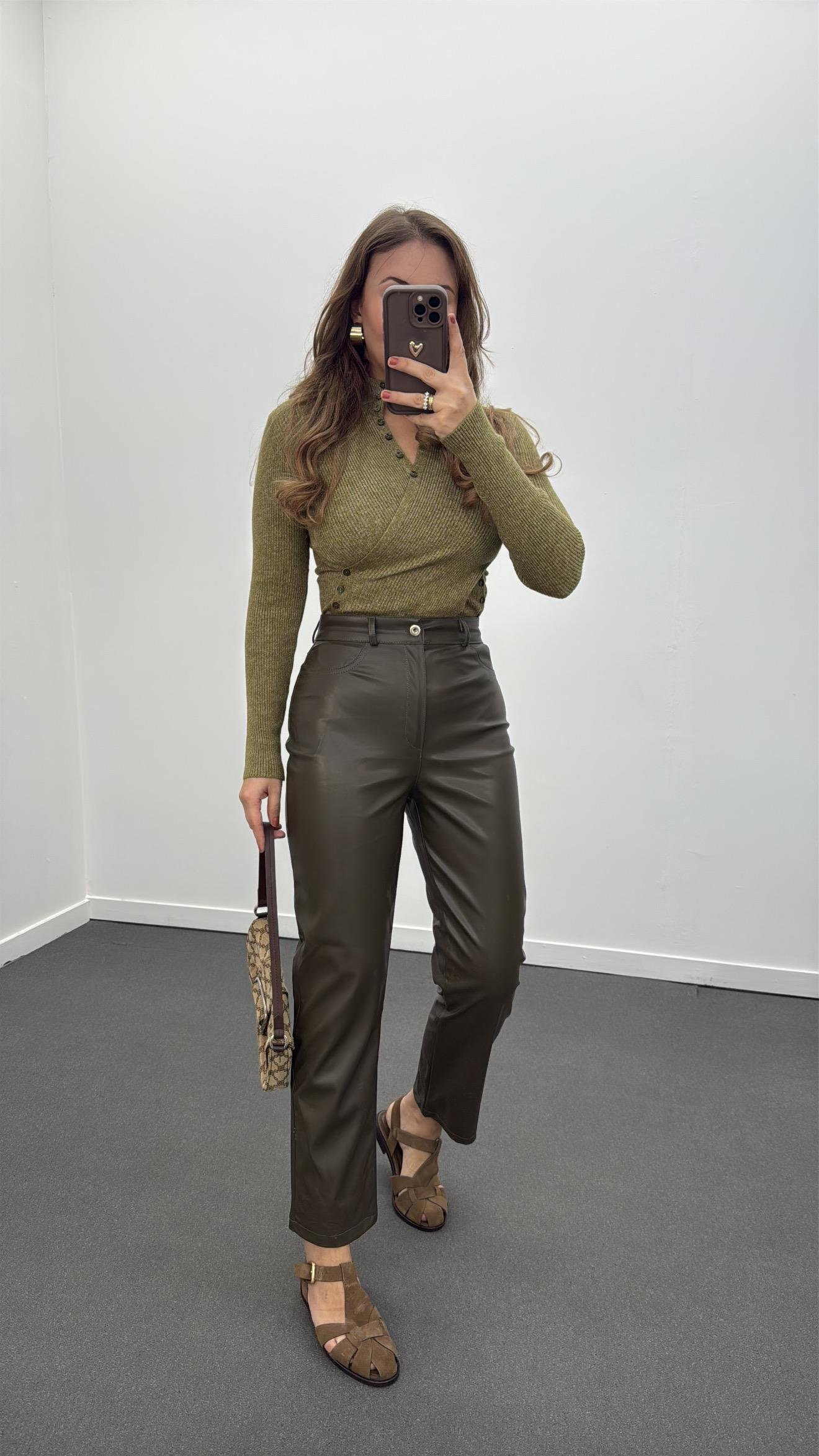 Gabriela Yeşil Kruvaze Full Düğmeli Triko