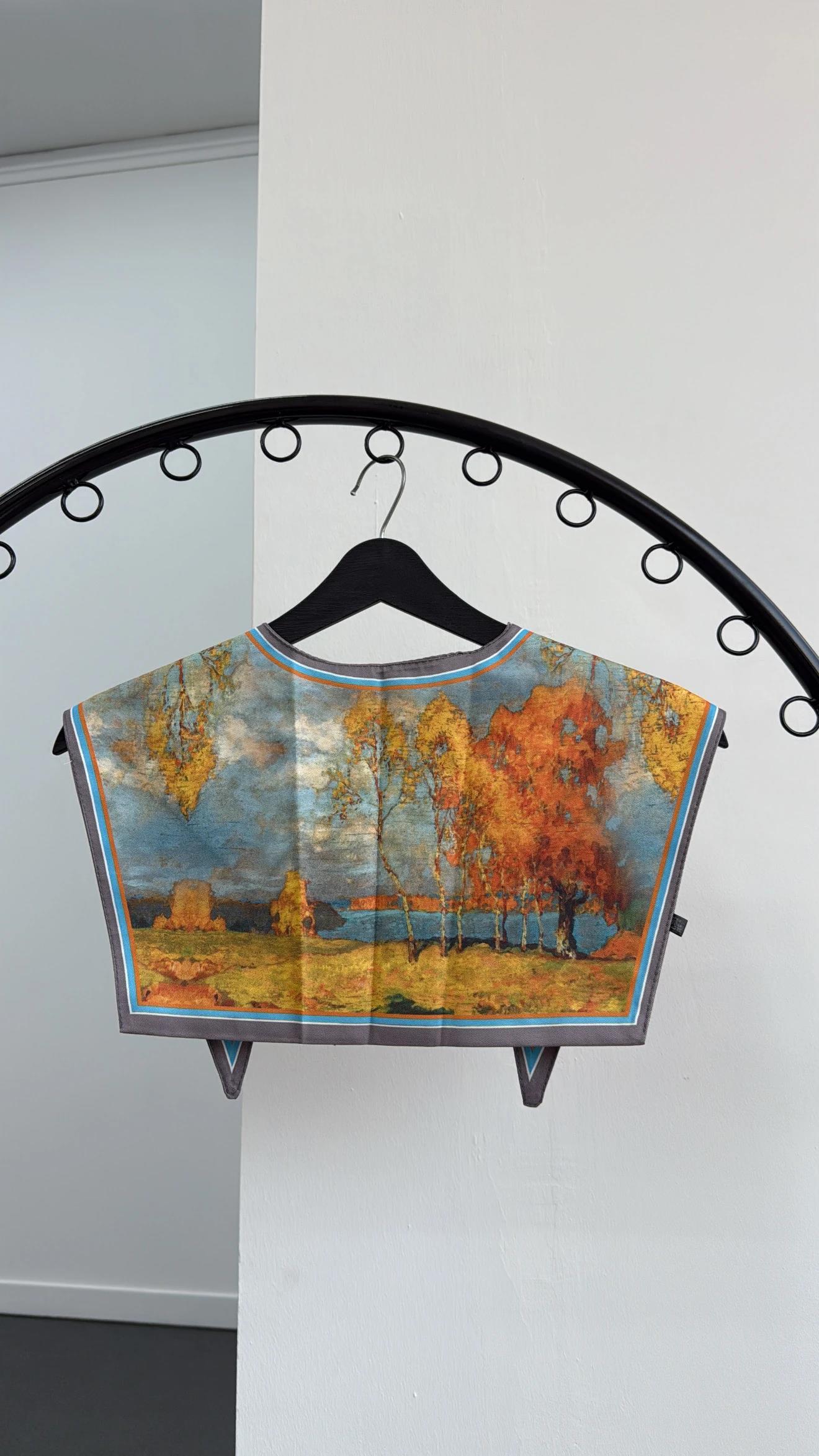 George Mavi Turuncu Desenli Yaka Fular