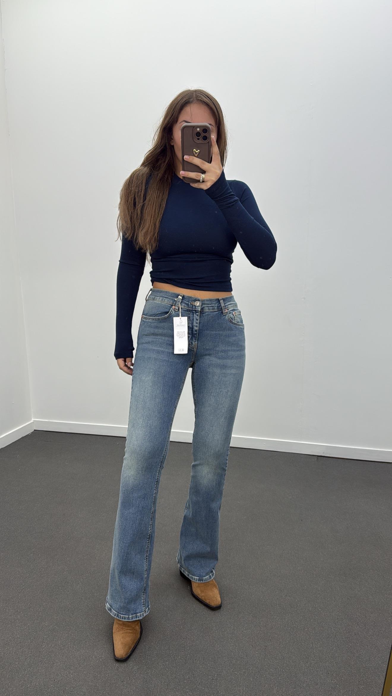 Gina Orta Kot Düşük Bel Bootcut Jeans