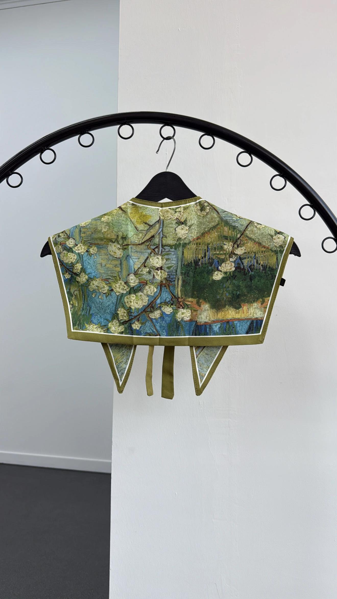 Greeny Yeşil Mavi Desenli Yaka Fular