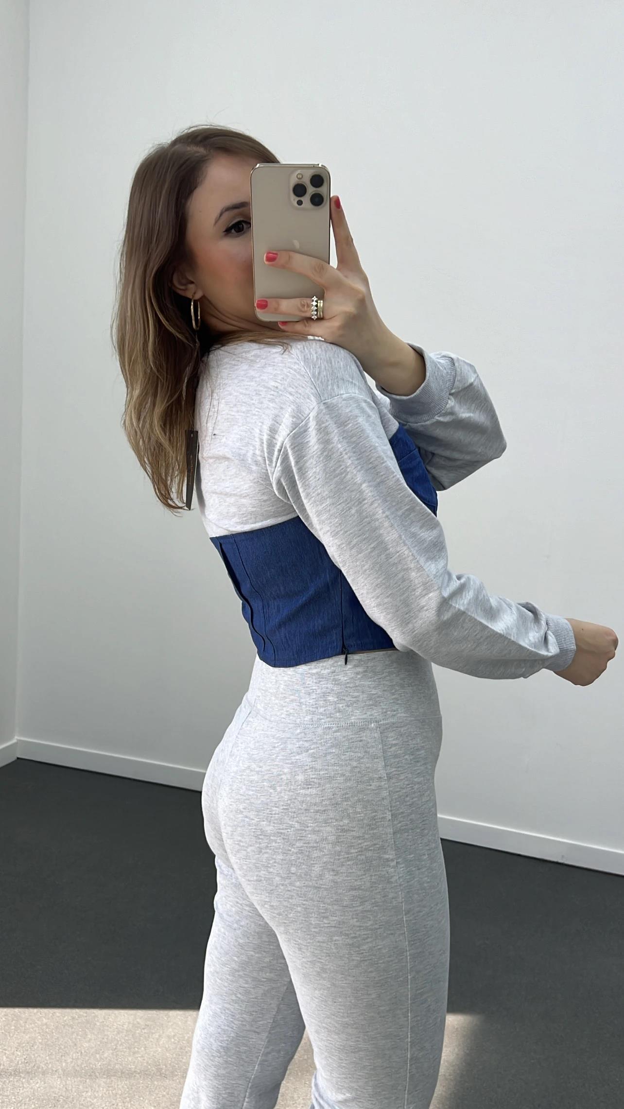 Gri Kot Korse Mix Sweatshirt