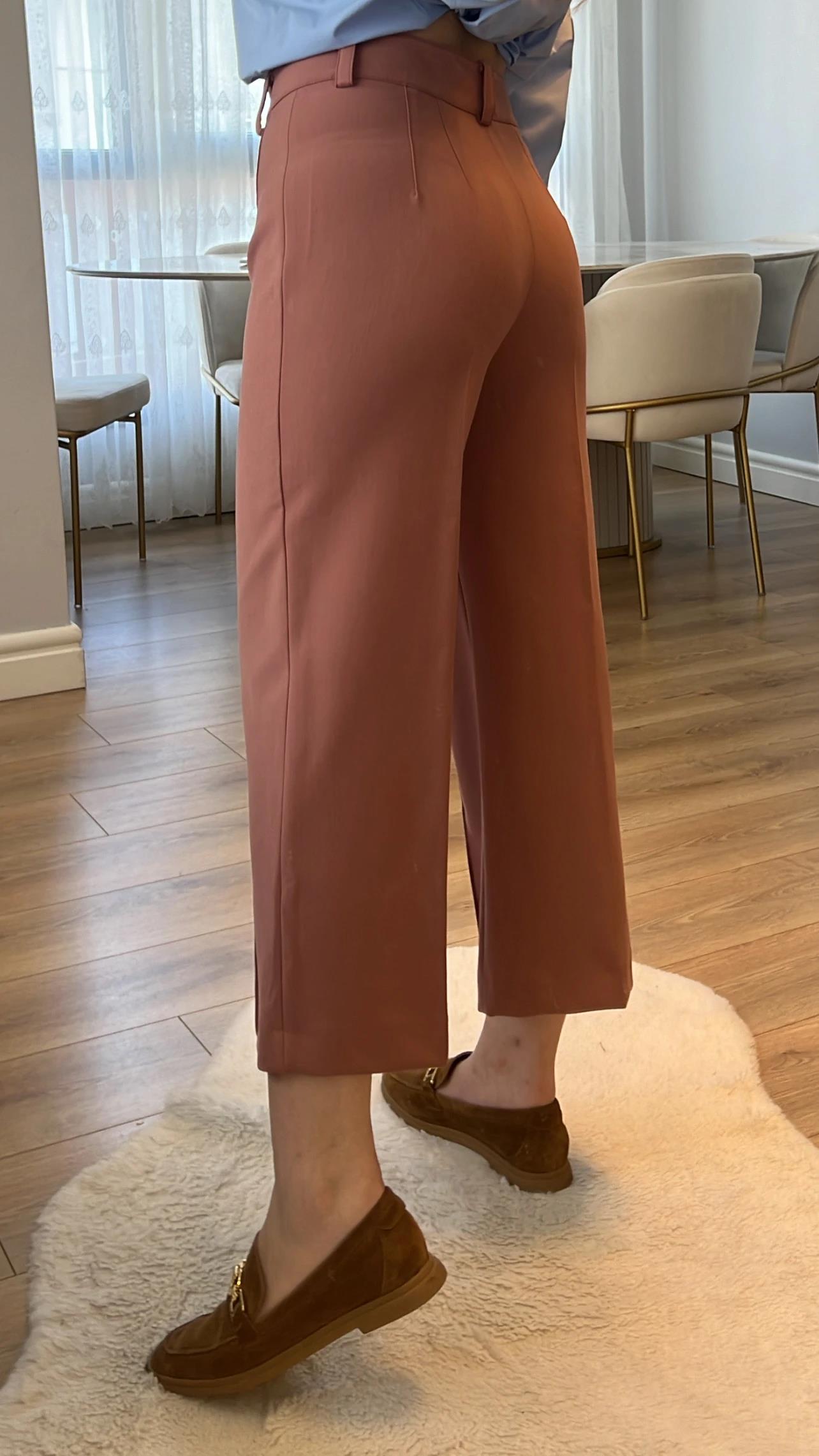 Gül Kurusu Çimalı Culotte Pantolon