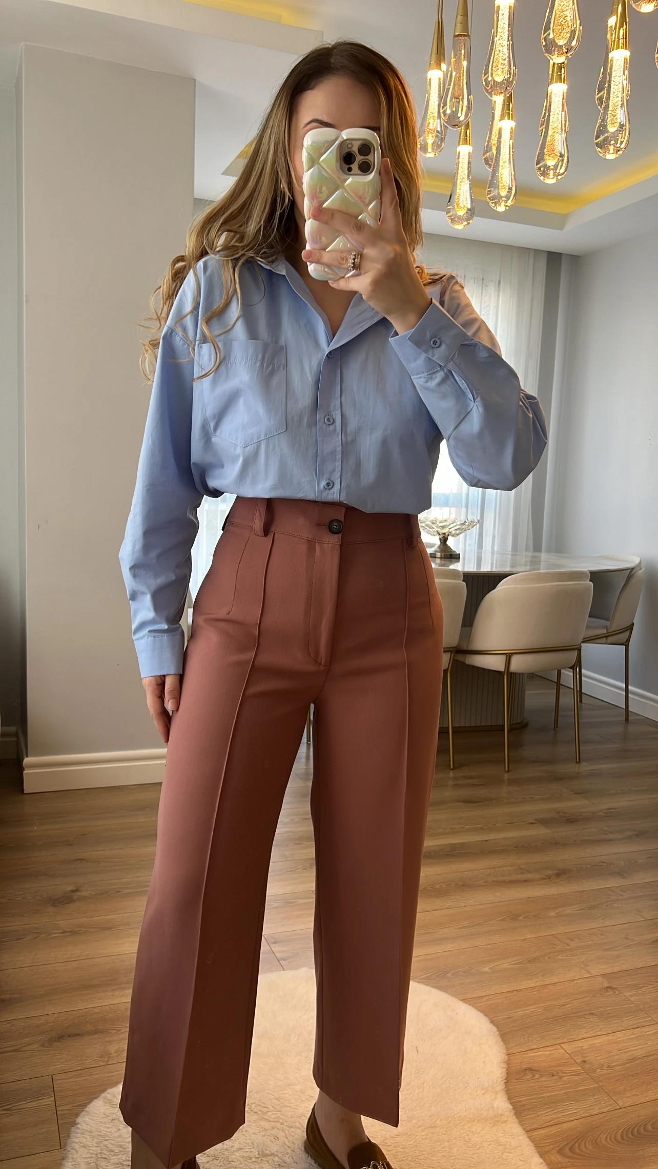 Gül Kurusu Çimalı Culotte Pantolon