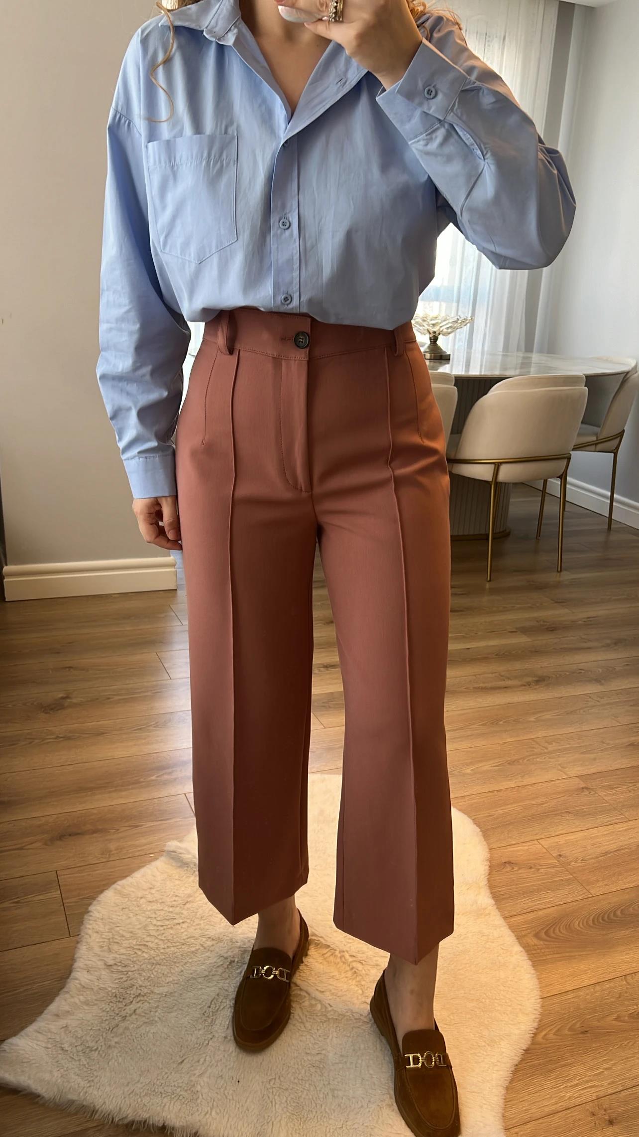 Gül Kurusu Çimalı Culotte Pantolon