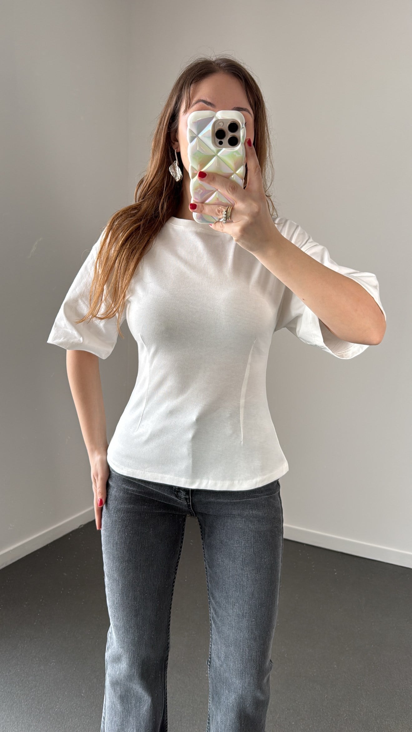 Hadley Beyaz Pens Dikişli Kısa Kol Tshirt