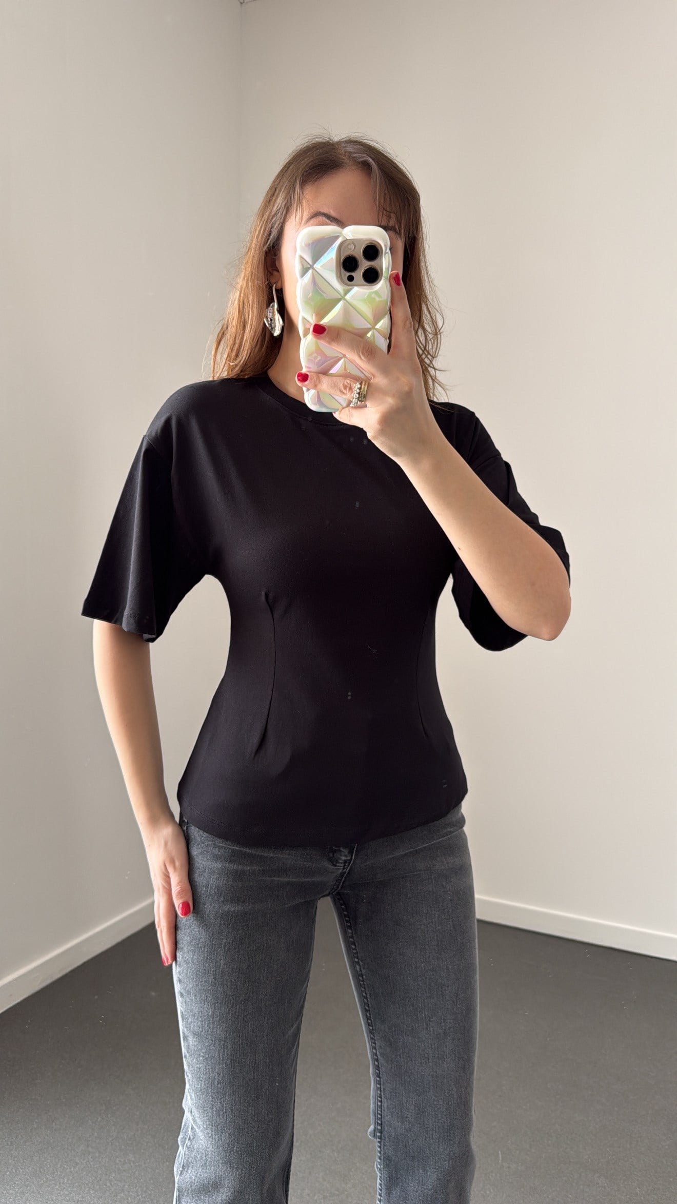 Hadley Siyah Pens Dikişli Kısa Kol Tshirt