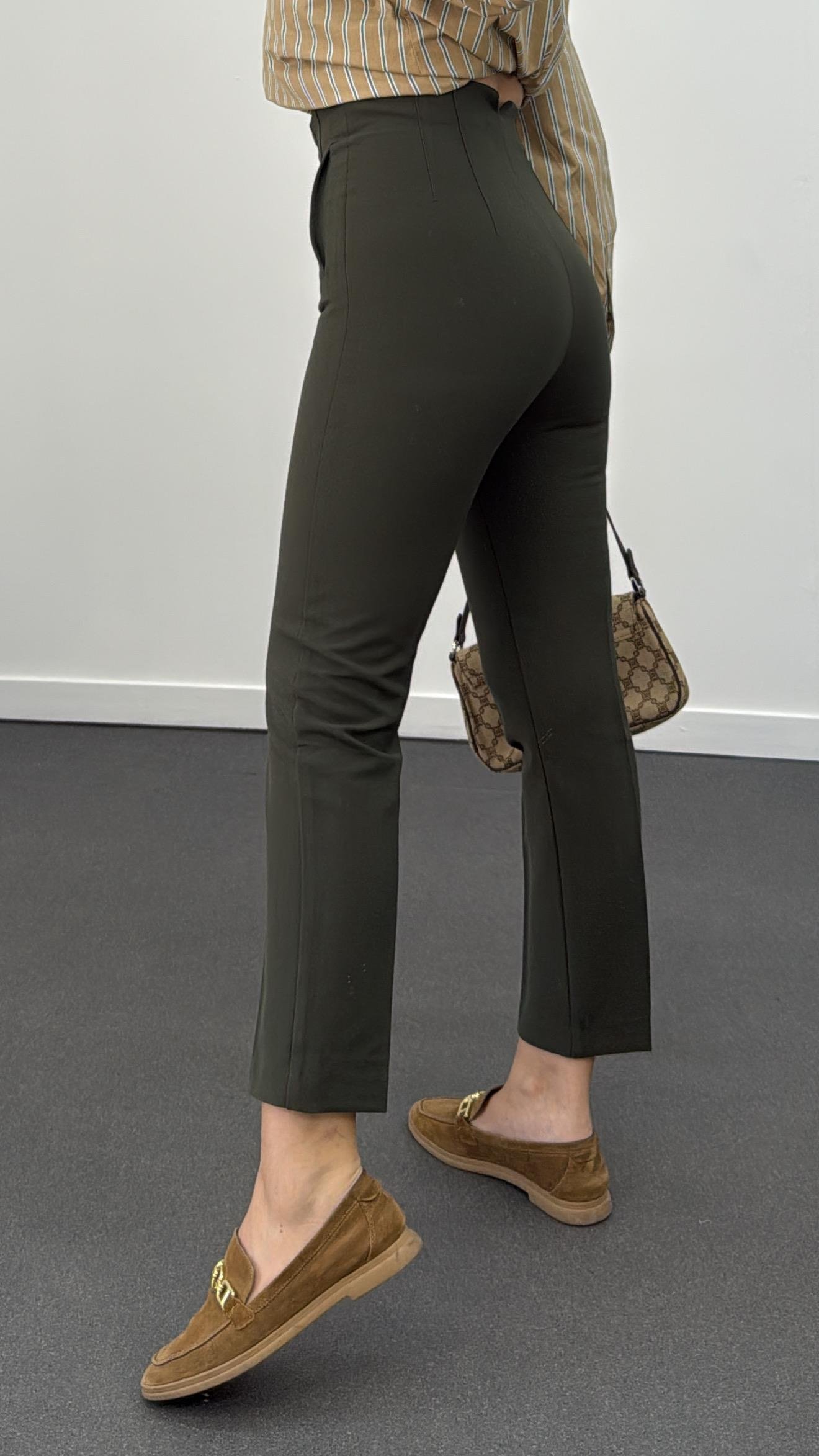 Haki Renk Pensli Kumaş Pantolon