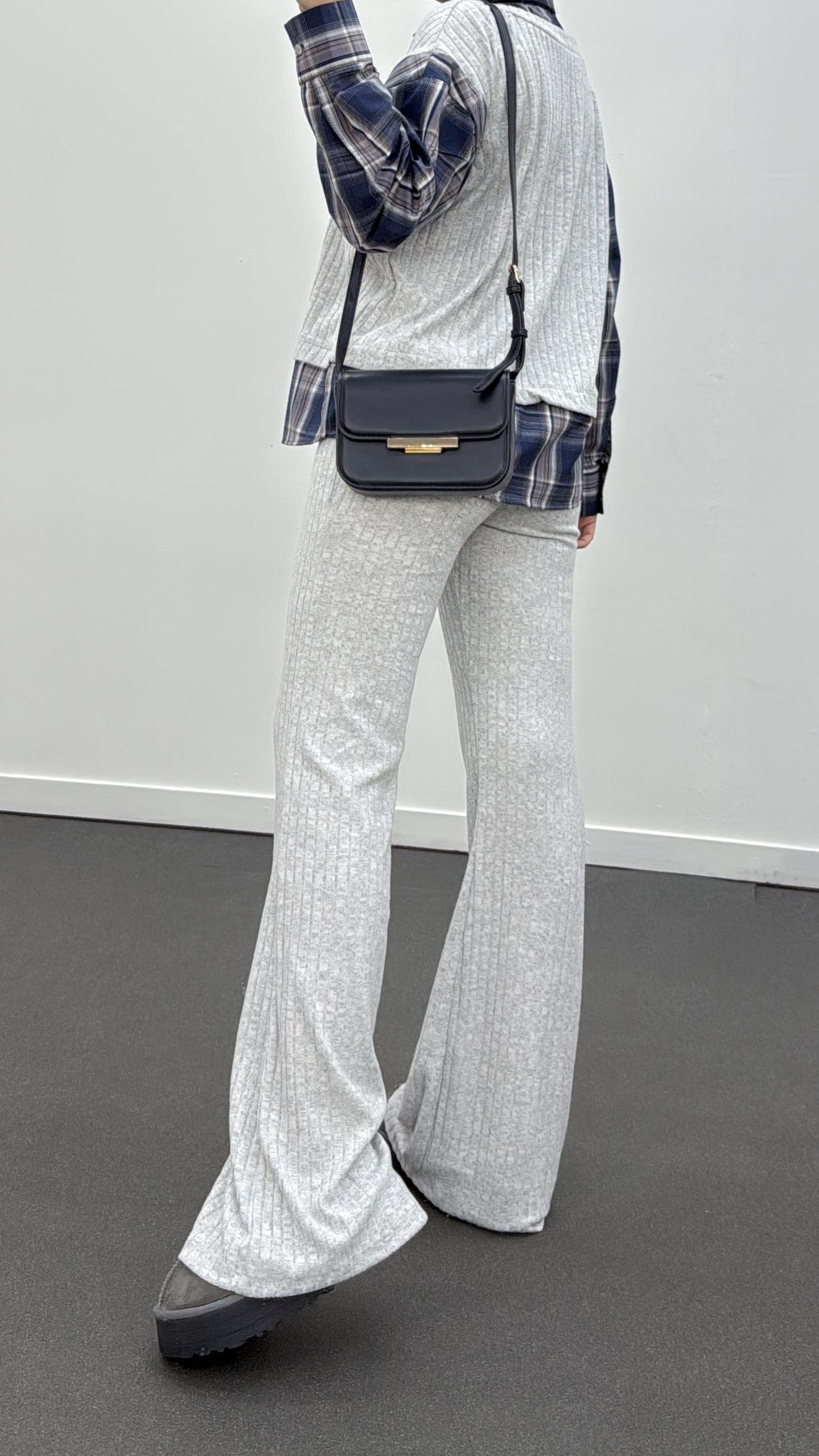 Hamburg Açık Melanj Lacivert  Gömlek Ve Triko Pantolon Takımı