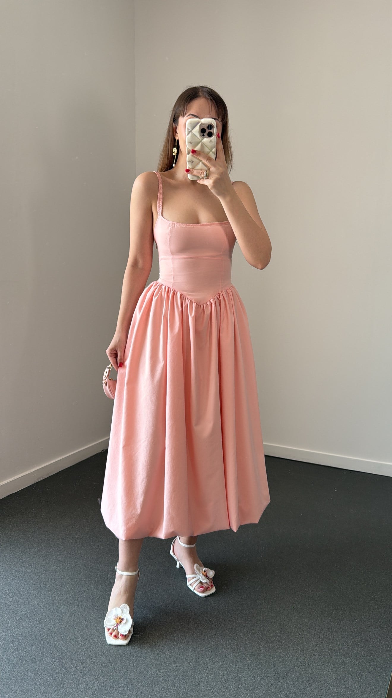 Helga Pembe Korsajlı Balon Elbise