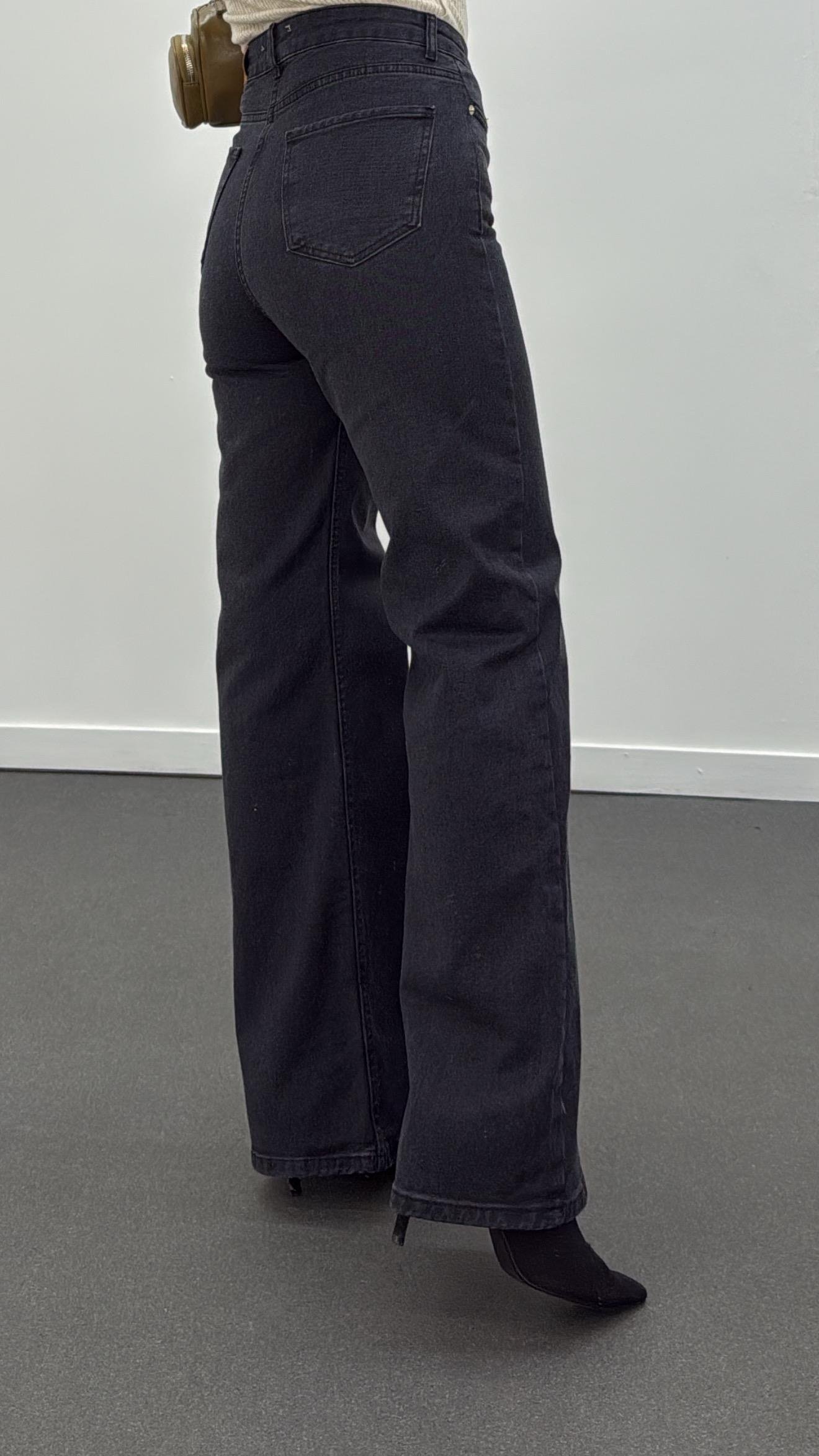 Helsinki Antrasit Yıkamalı Wide Leg Jeans