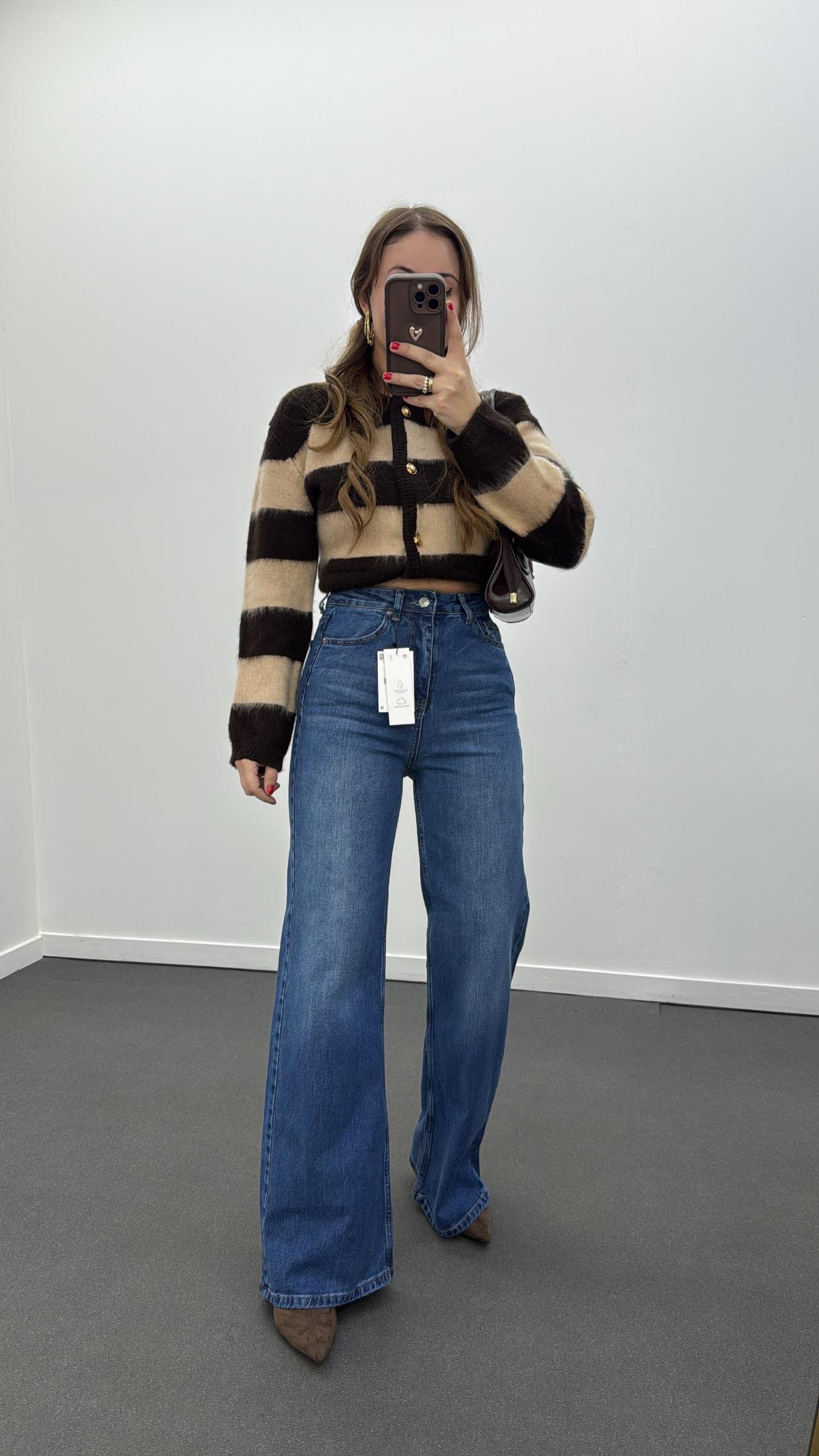 Helsinki Orta Kot Yıkamalı Wide Leg Jeans