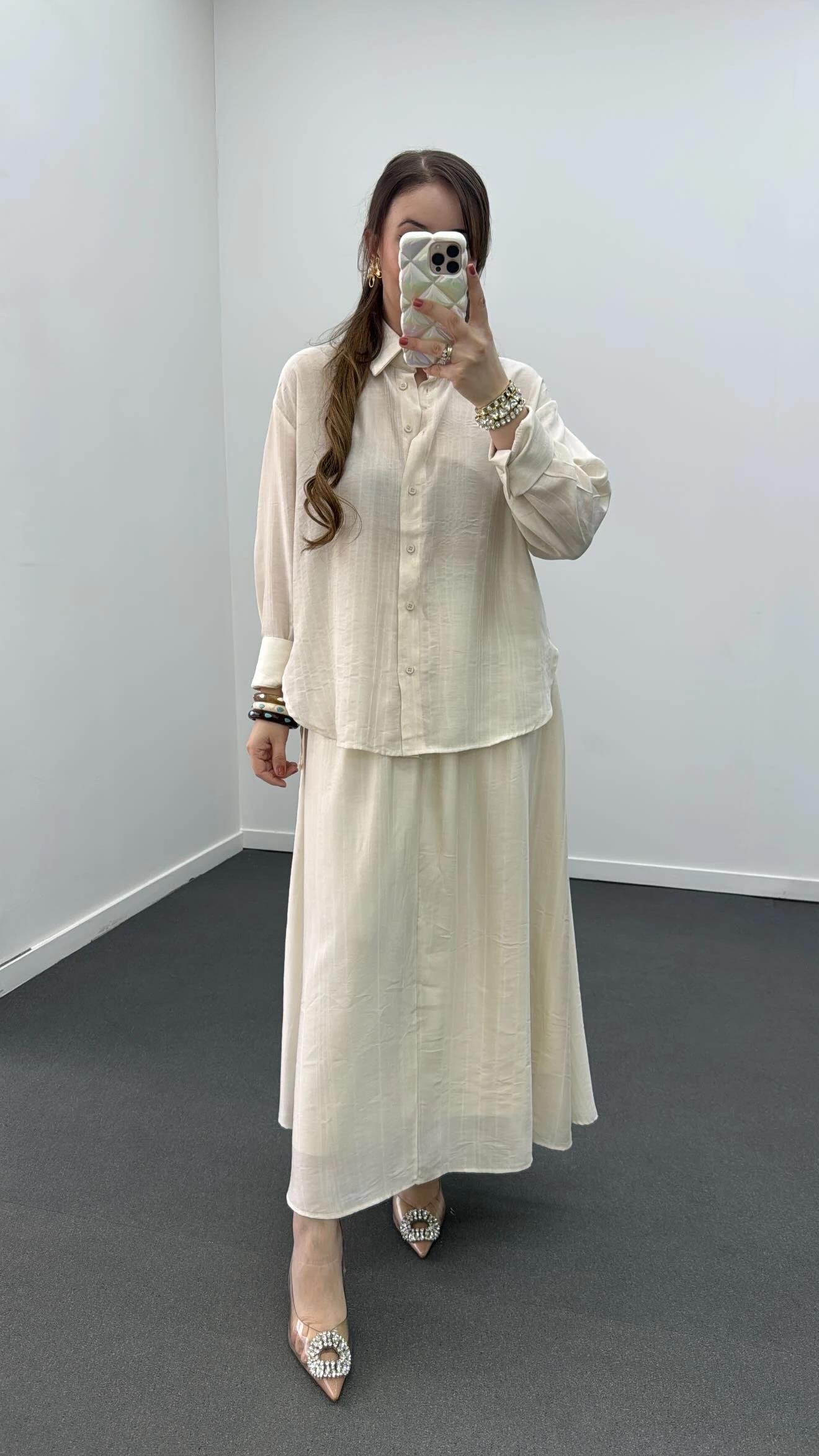 Hestia Krem Tensel Maxi Etek