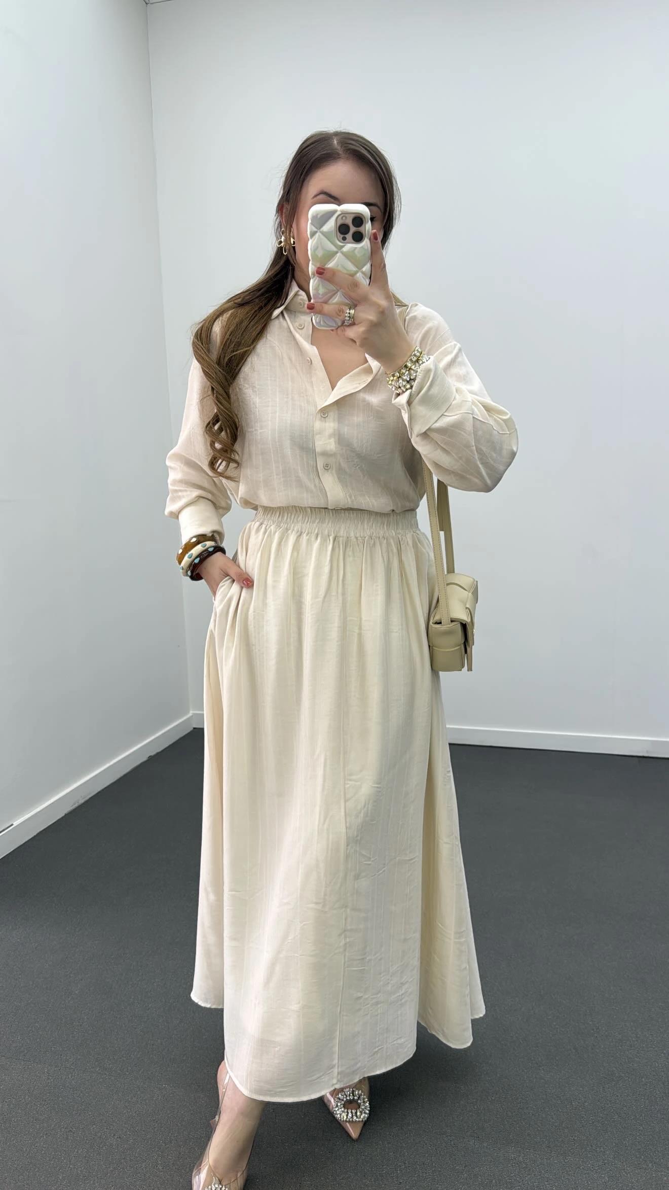 Hestia Krem Tensel Maxi Etek