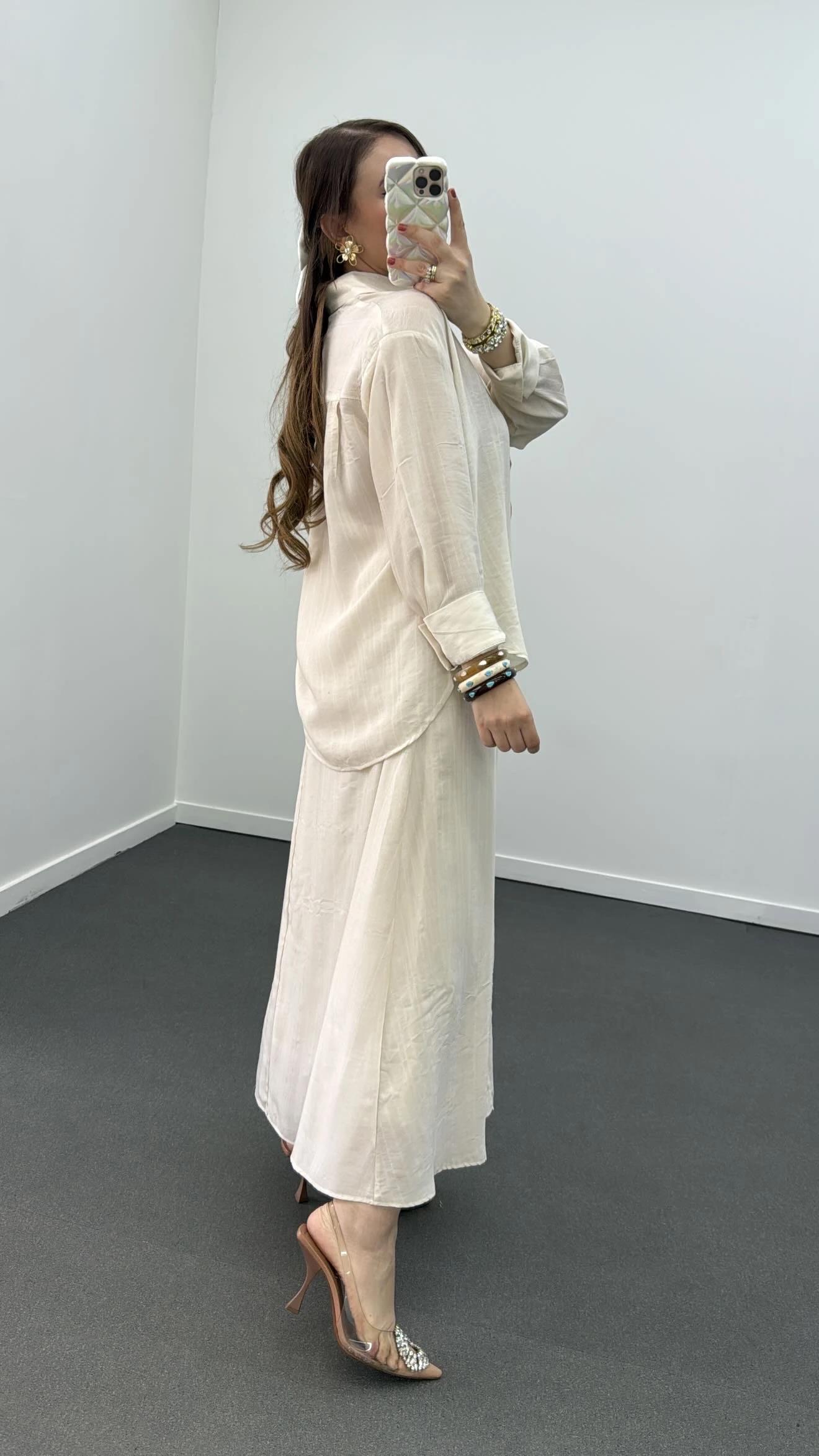 Hestia Krem Tensel Maxi Etek