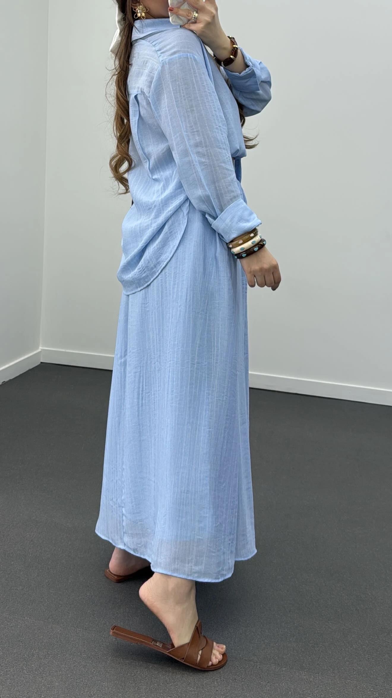 Hestia Mavi Tensel Gömlek