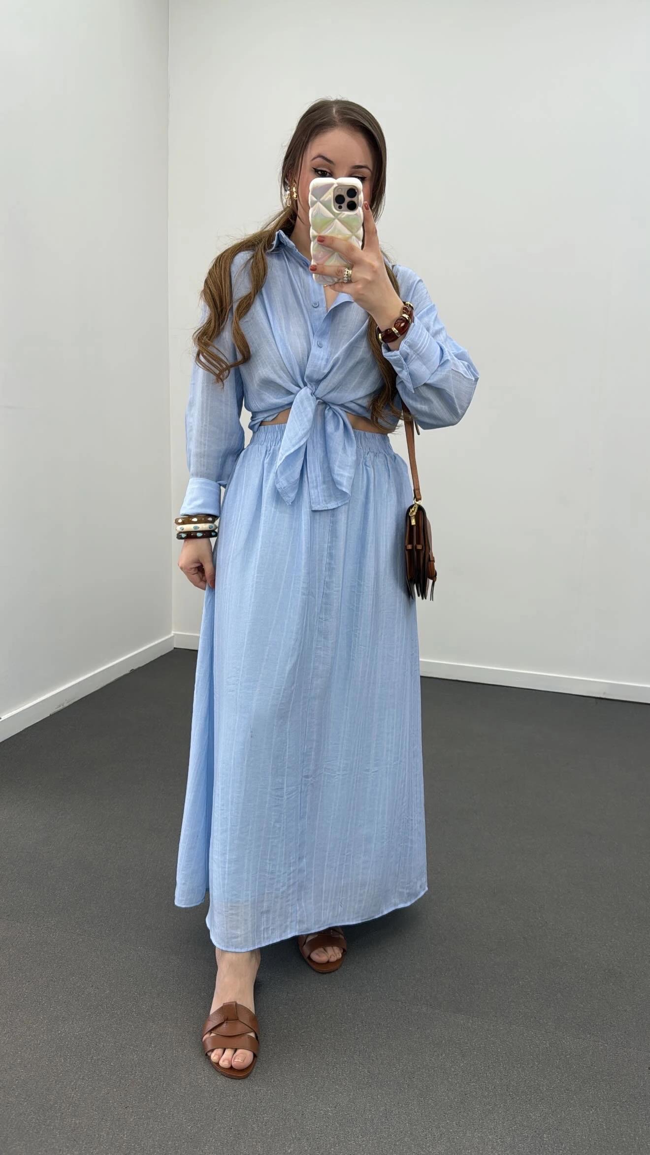 Hestia Mavi Tensel Maxi Etek