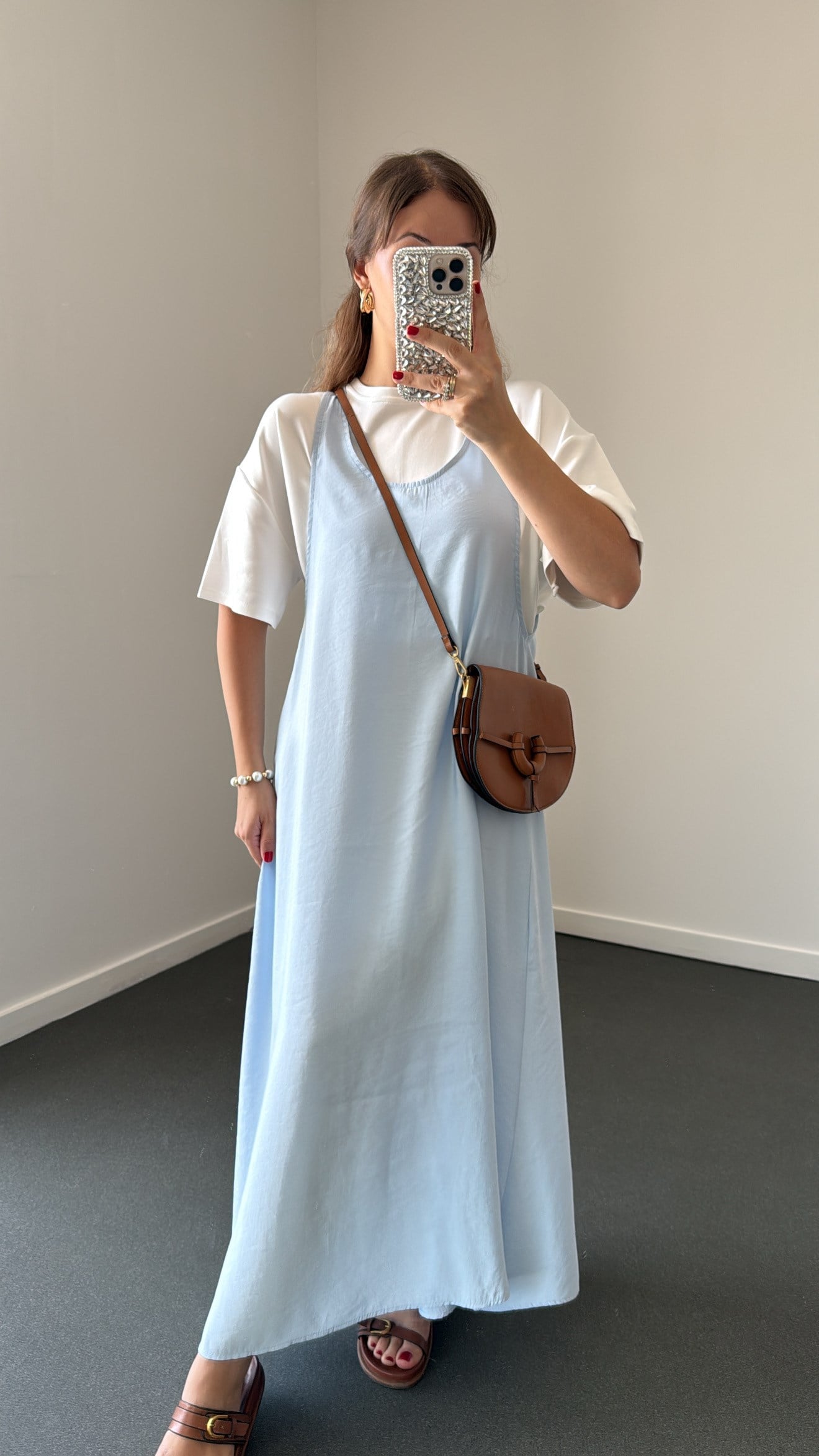 Himari Bebe Mavi Tshirt Ve Askılı Modal Elbise Takımı