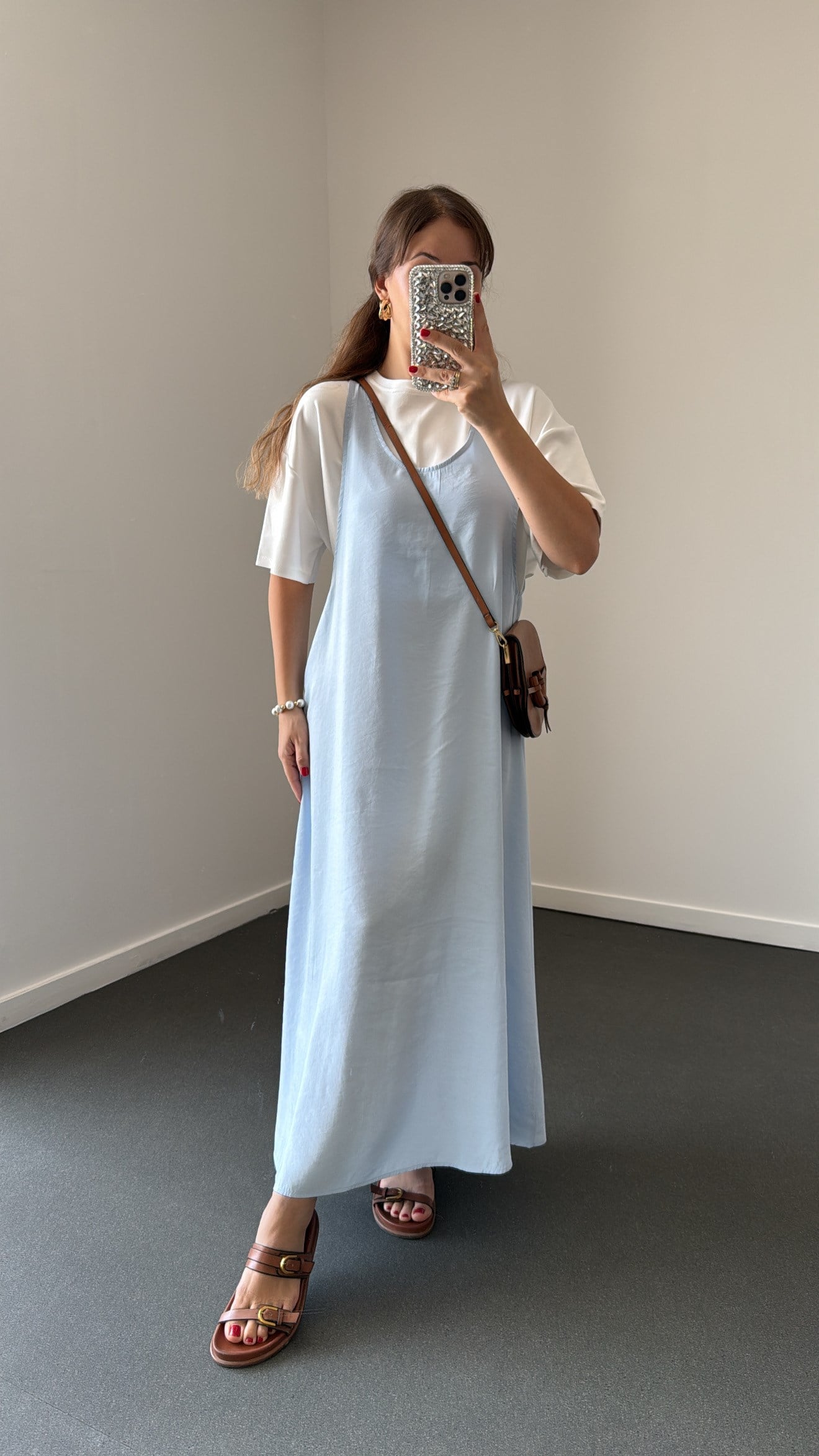 Himari Bebe Mavi Tshirt Ve Askılı Modal Elbise Takımı