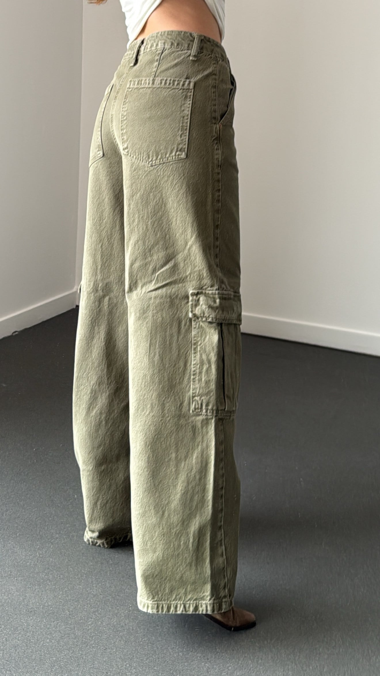 Holigan Haki Renk Kargo Cepli Jeans