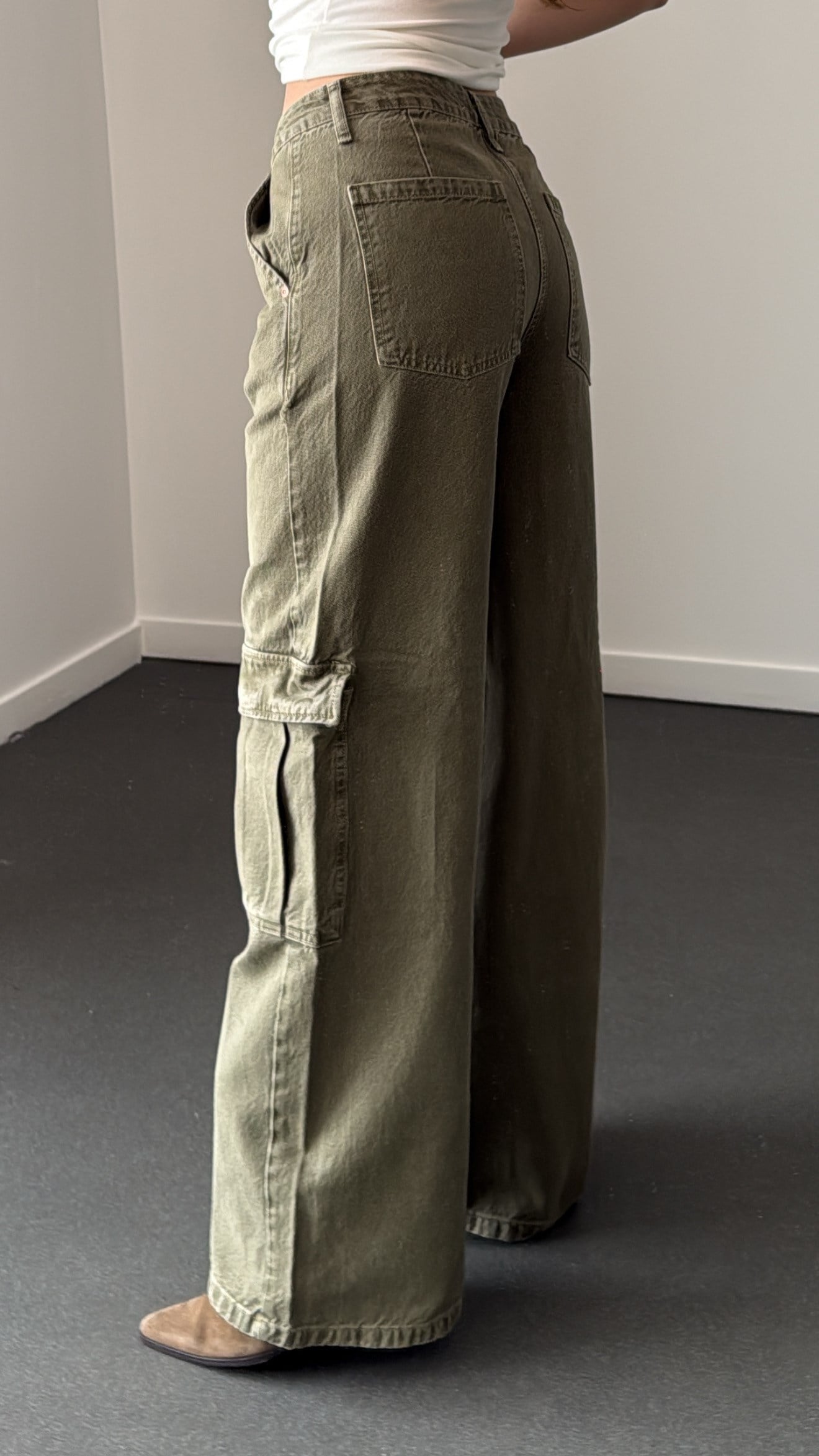 Holigan Haki Renk Kargo Cepli Jeans