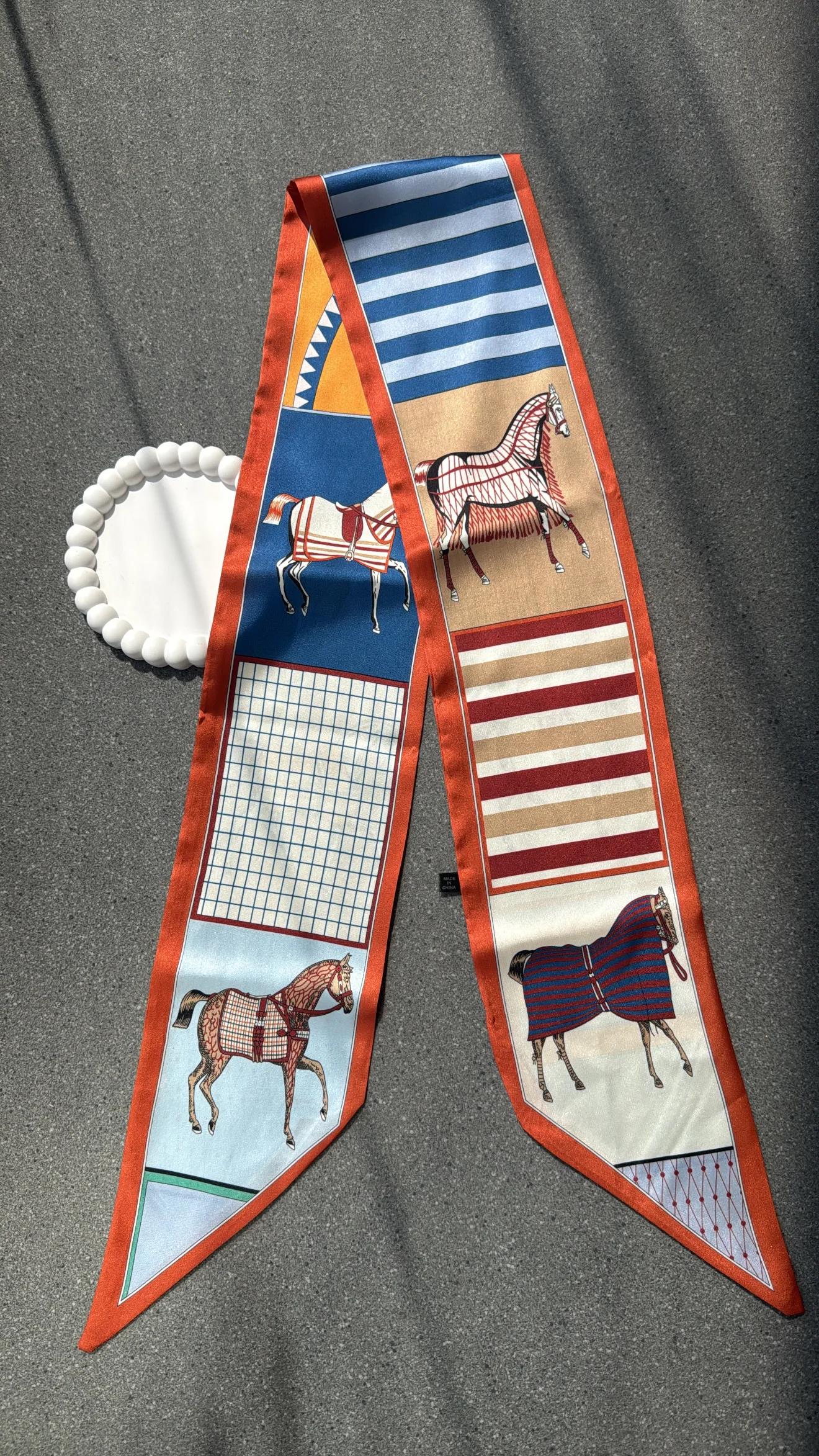 Horse Desenli Renkli Uzun fular