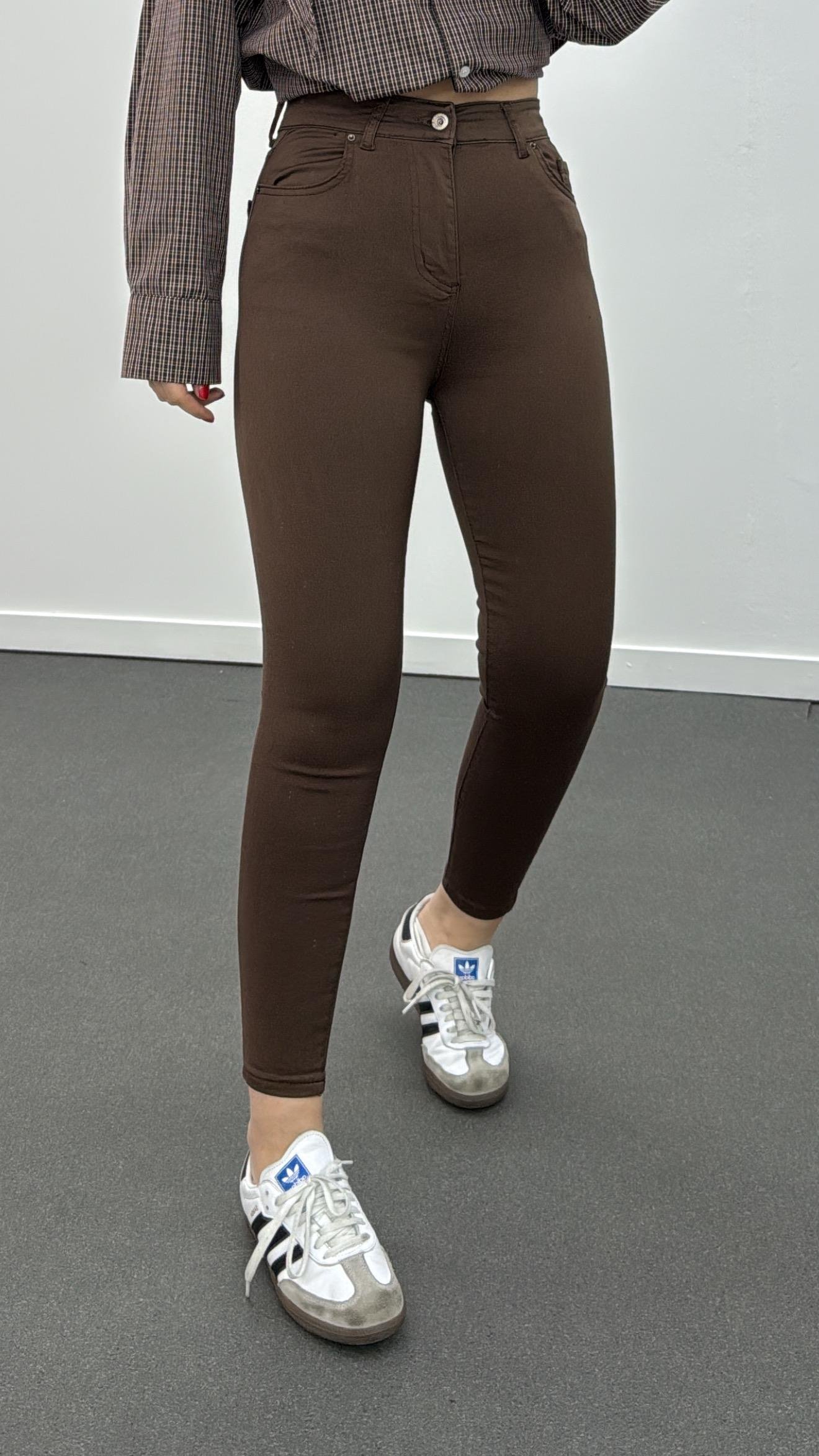 İbiza Kahve Extra Yüksek Bel Toparlayıcı Skinny Jeans