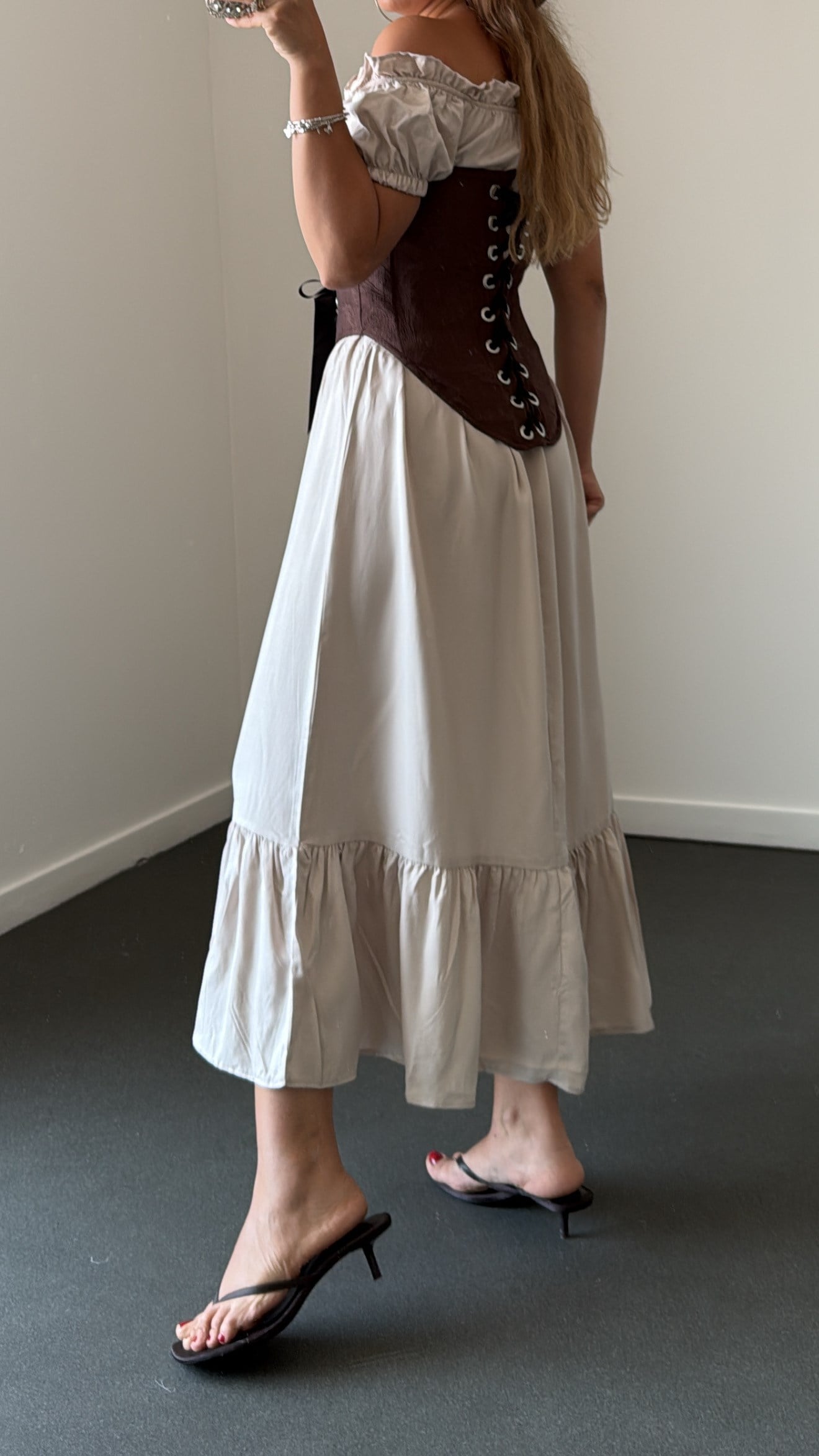 Isabella Kahve Jakarlı Bağcıklı Korse