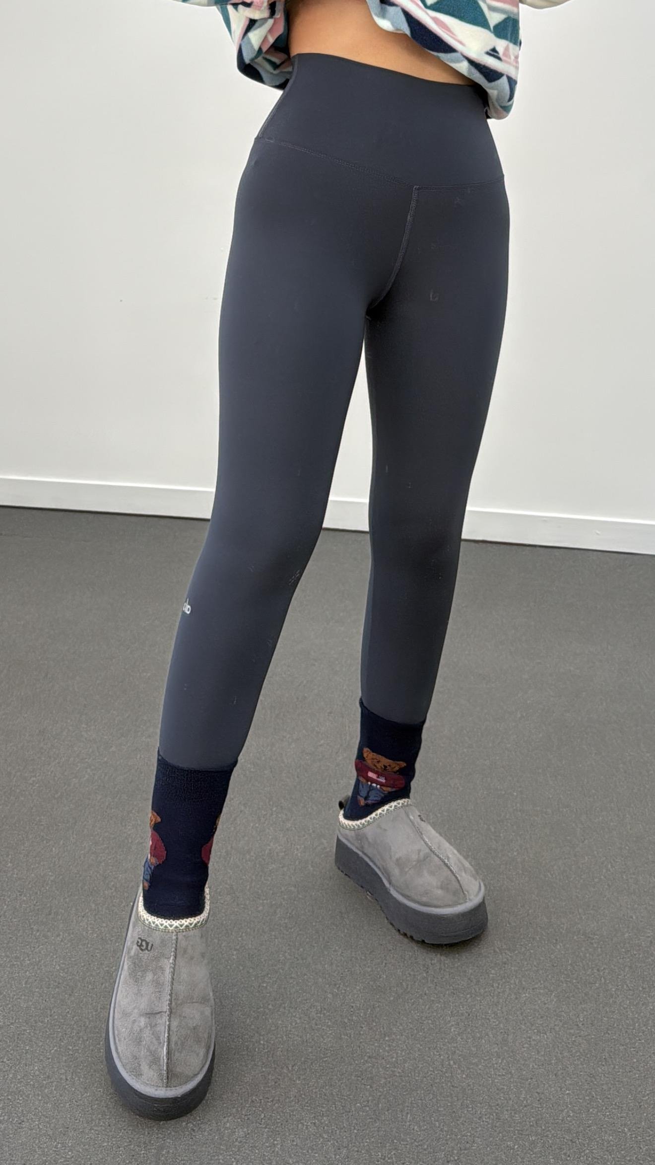 Isla Gri Yüksek Bel Likralı Slim Fit Tayt