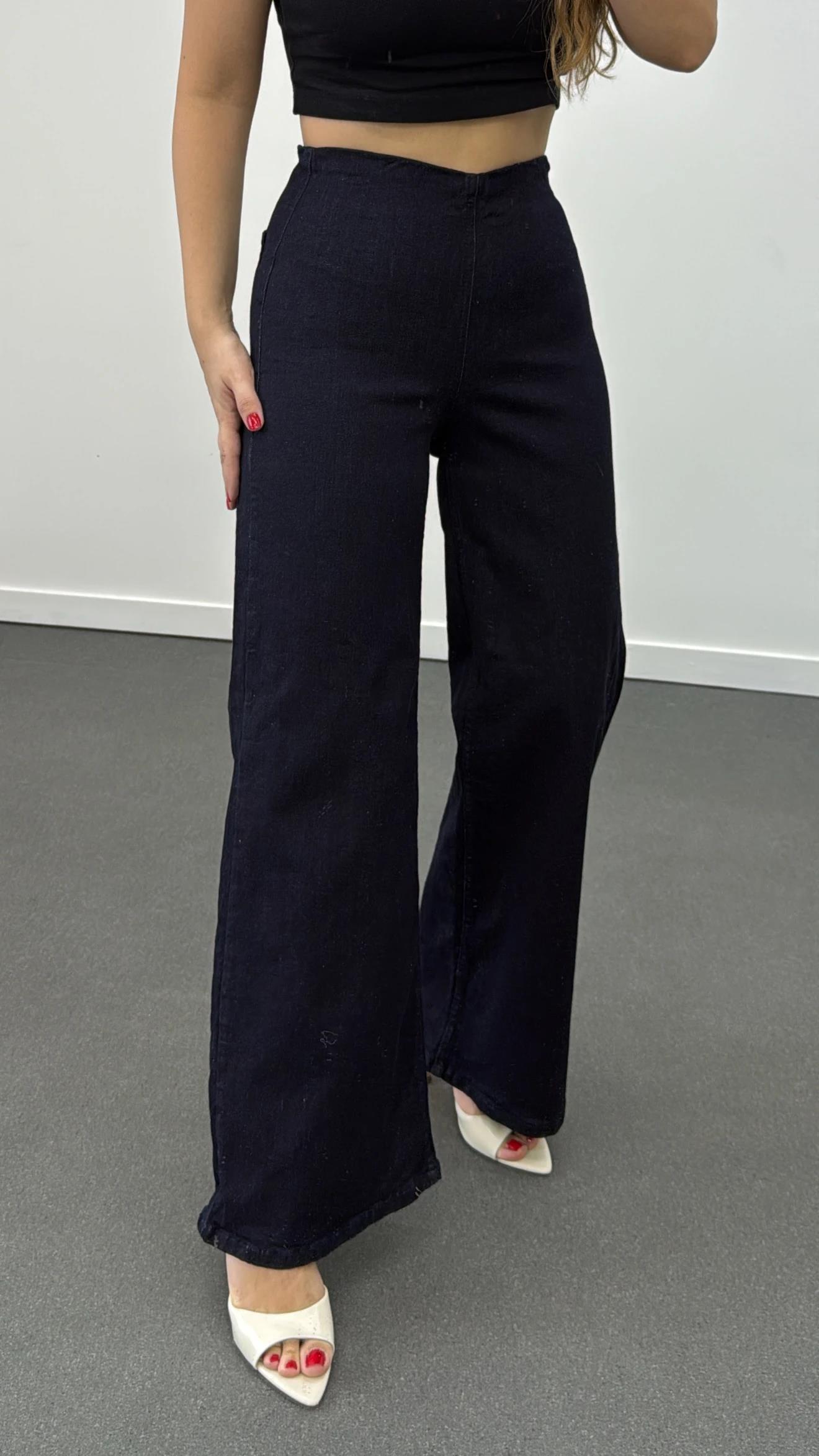 Janky Beli Lastikli Palazzon Jeans