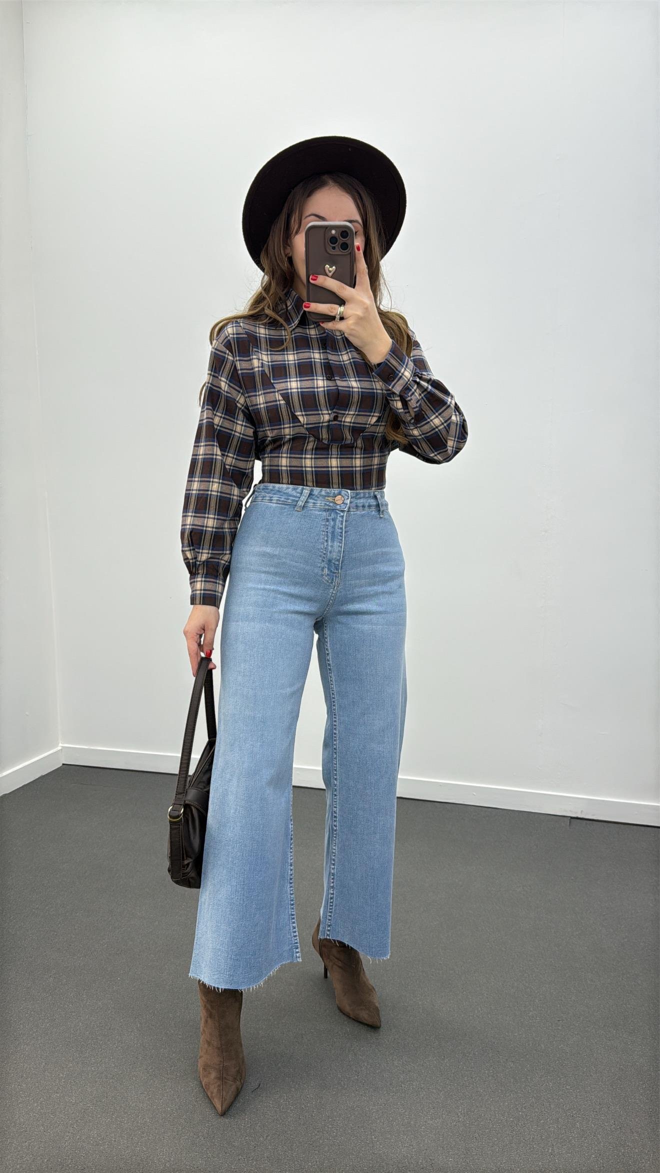 Jeju Açık Yıkamalı Likralı Wide Leg Crop Jeans
