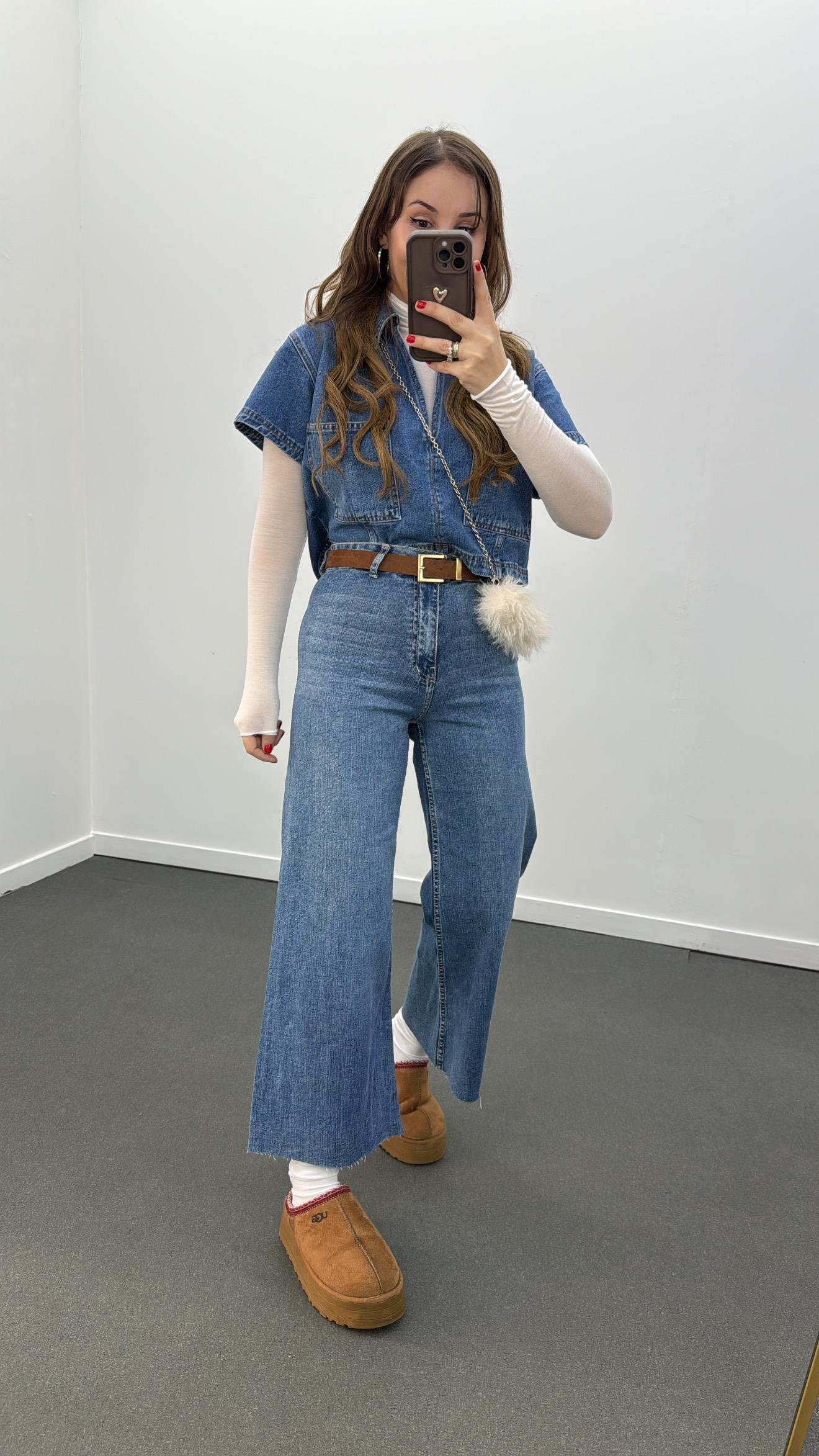 Jeju Kot Yıkamalı Likralı Wide Leg Crop Jeans