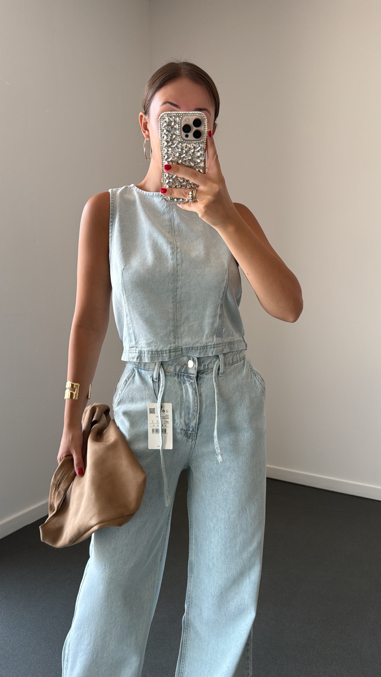 Jenna Buz Mavisi Denim Bluz Ve Pantolon Takım