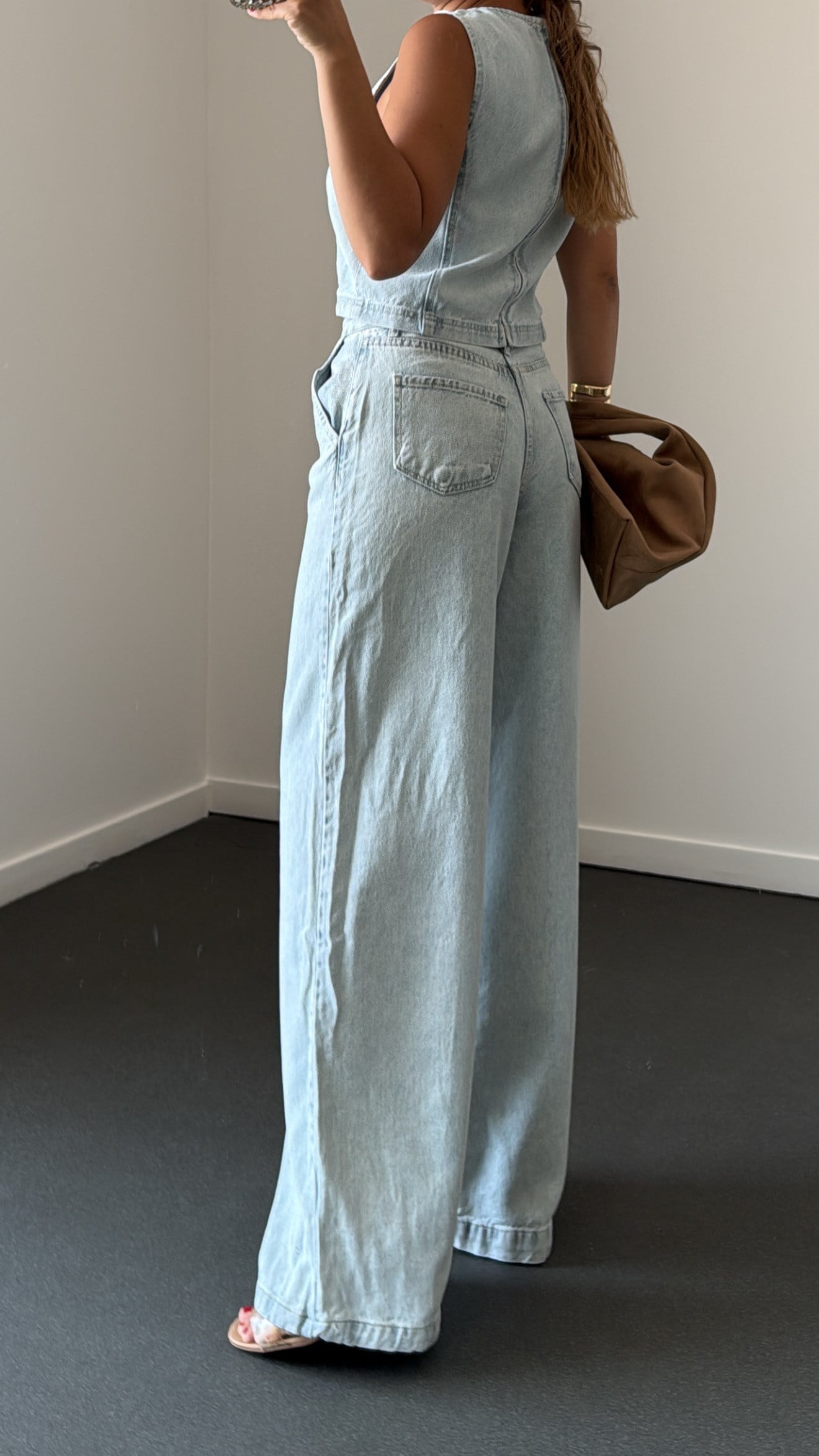 Jenna Buz Mavisi Denim Bluz Ve Pantolon Takım