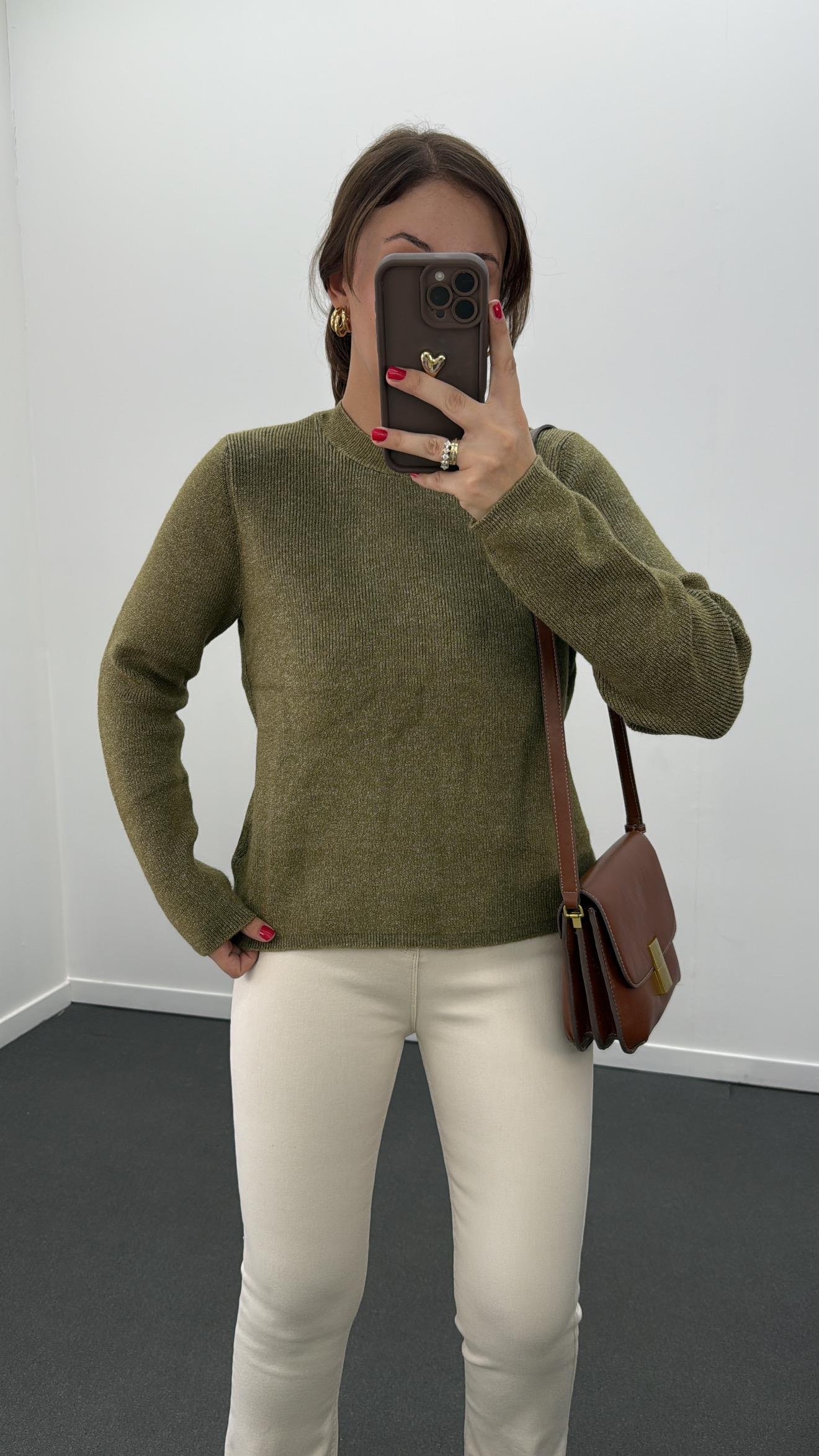 Jenna Haki Bisiklet Yaka İnce Triko Kazak