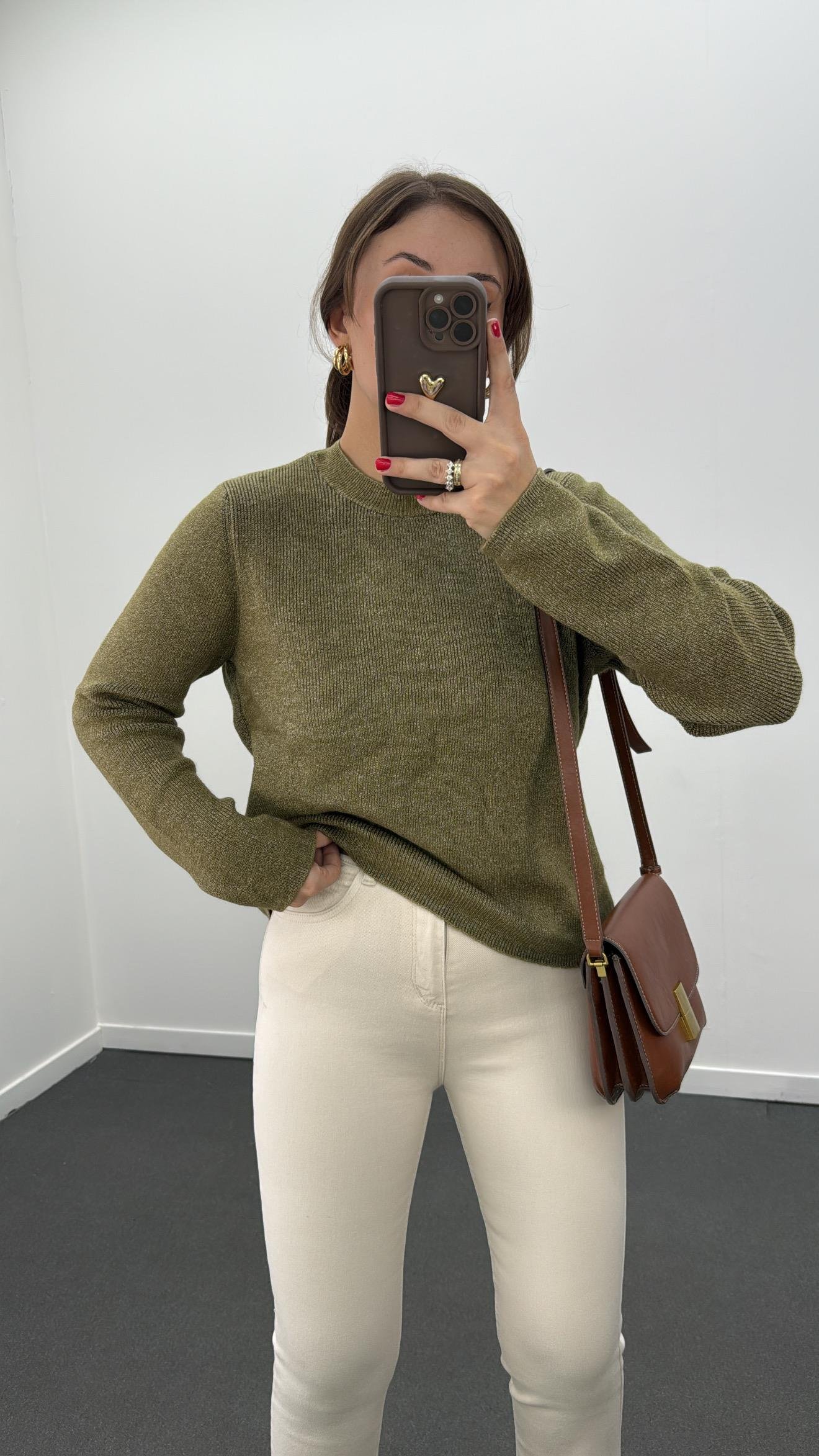 Jenna Haki Bisiklet Yaka İnce Triko Kazak