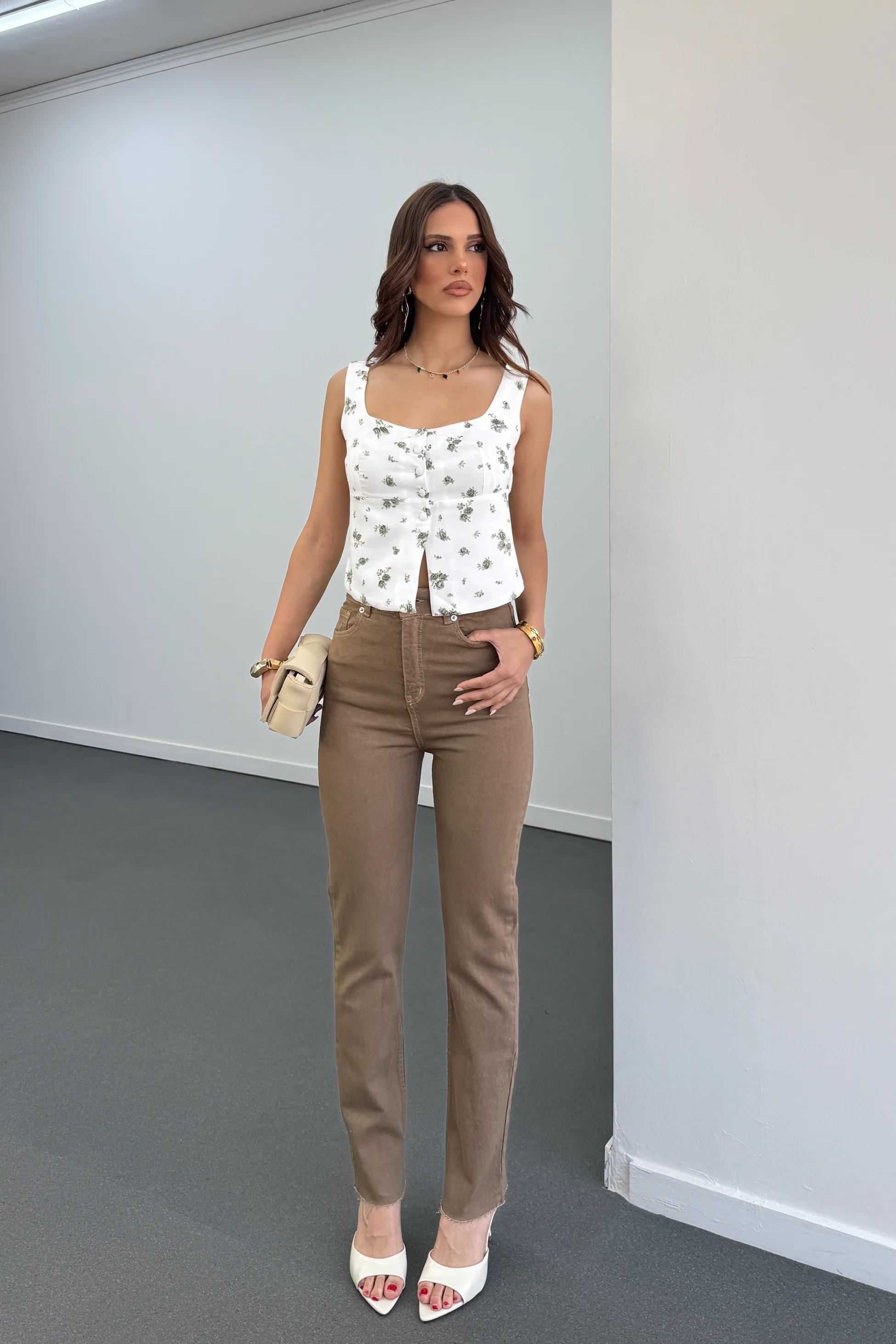 Juliet Açık Kahve Renk Yüksek Bel Slim Fit Jeans