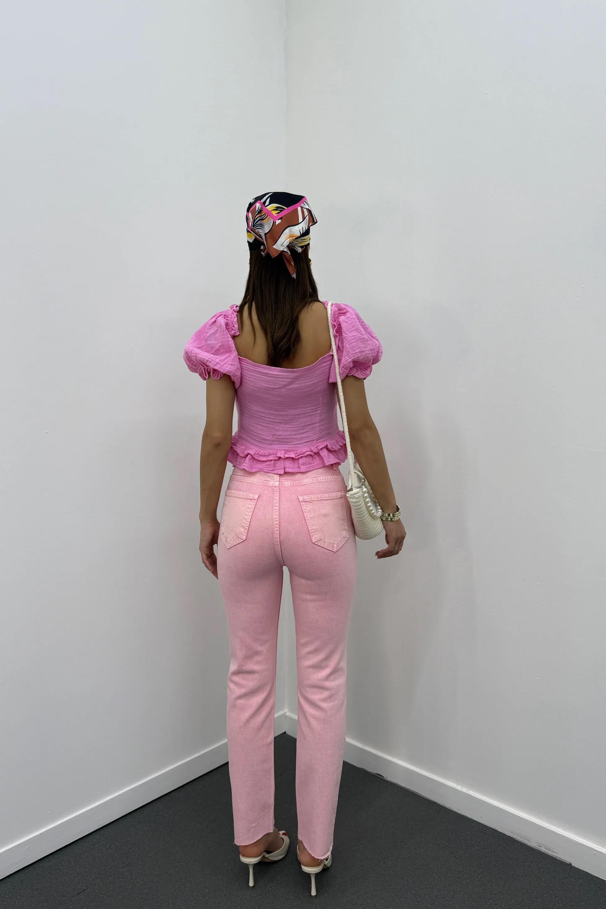 Juliet Açık Pembe Renk Yüksek Bel Slim Fit Jeans