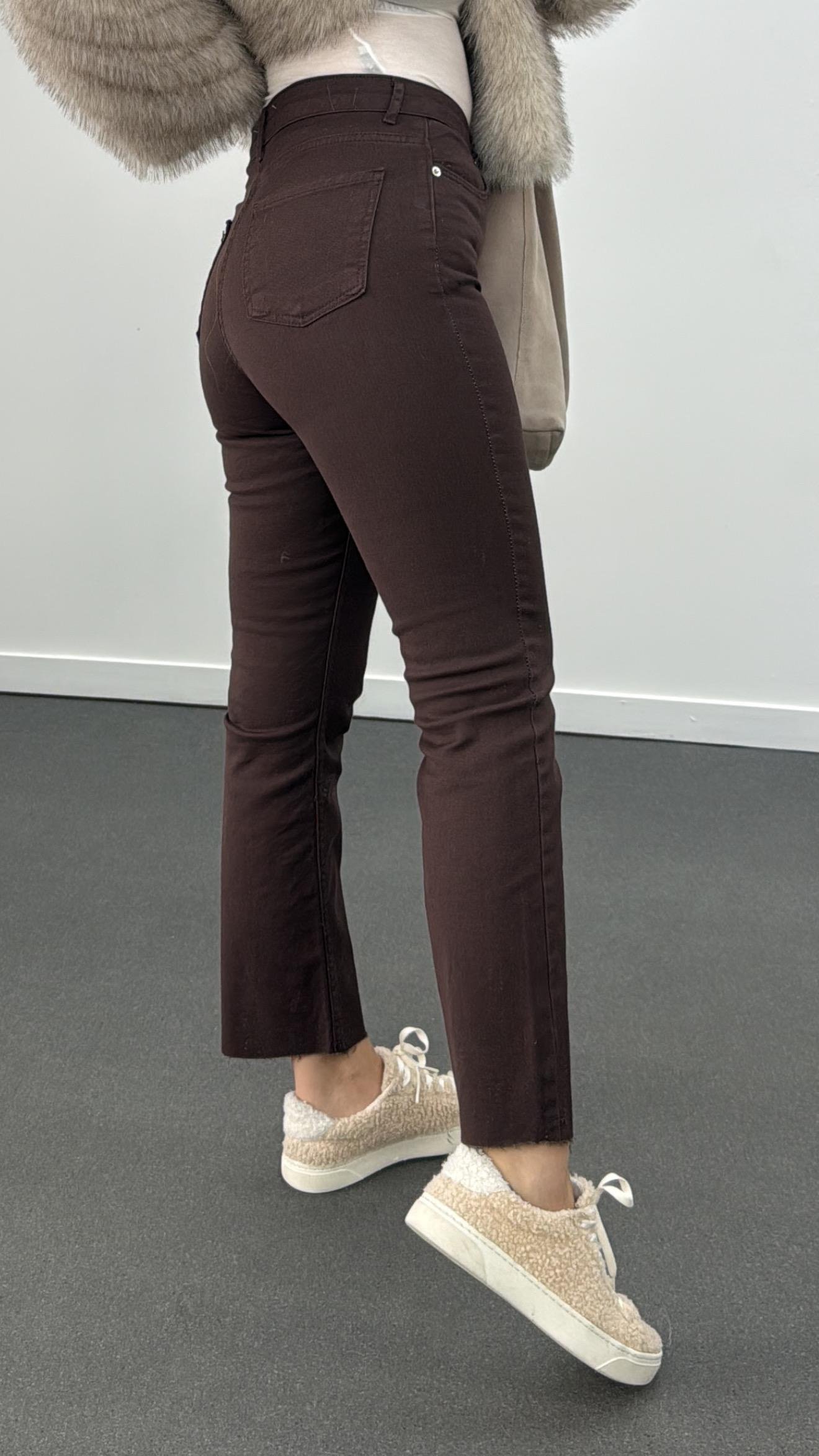 Juliet Kahve Renk Yüksek Bel Slim Fit Jeans