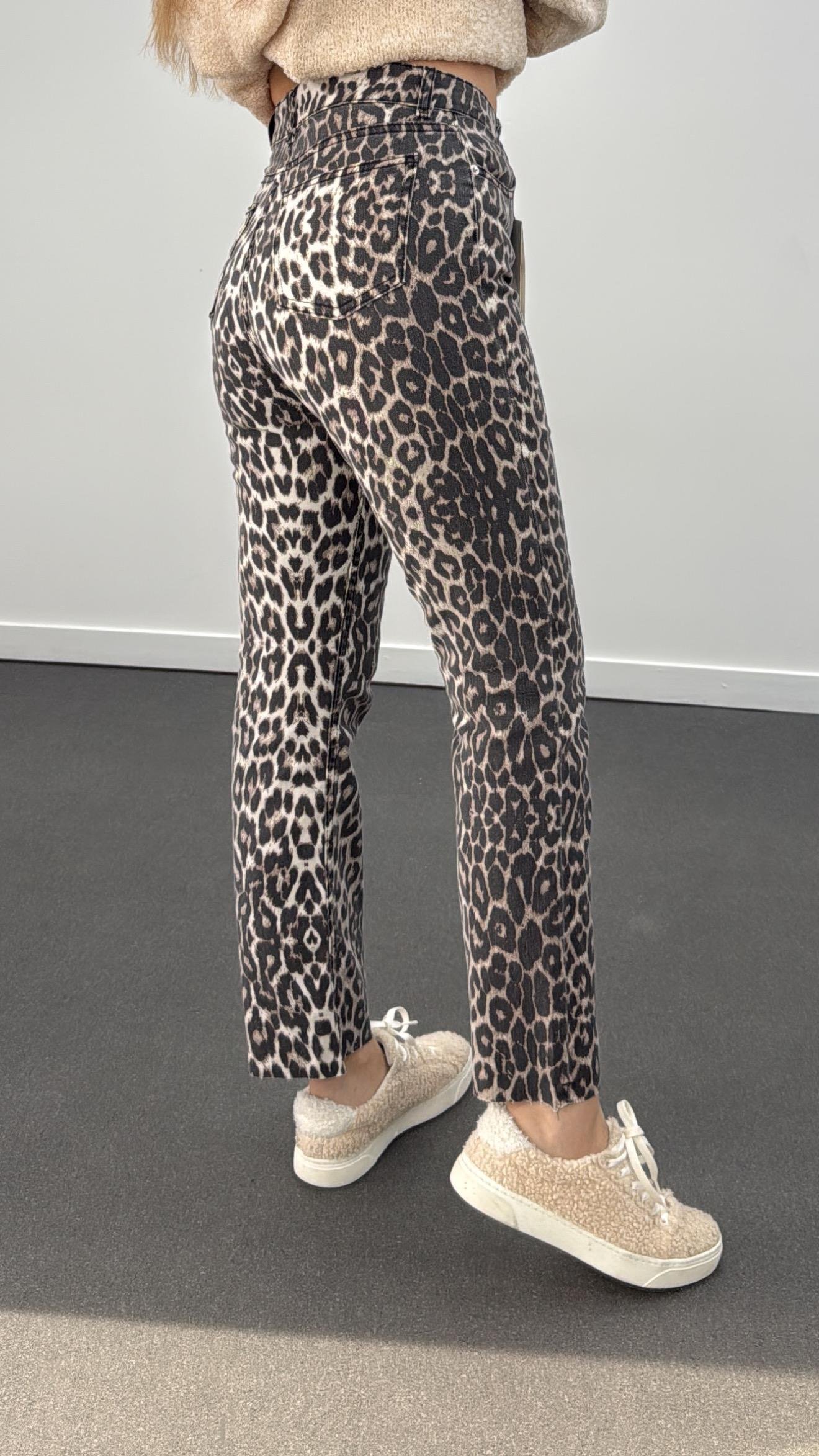 Juliet Leopar Desenli Yüksek Bel Slim Fit Jean