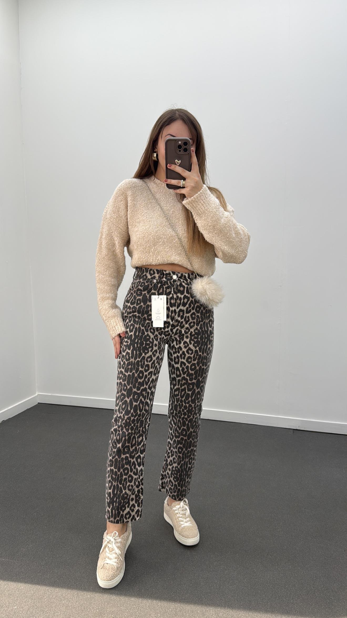 Juliet Leopar Desenli Yüksek Bel Slim Fit Jean