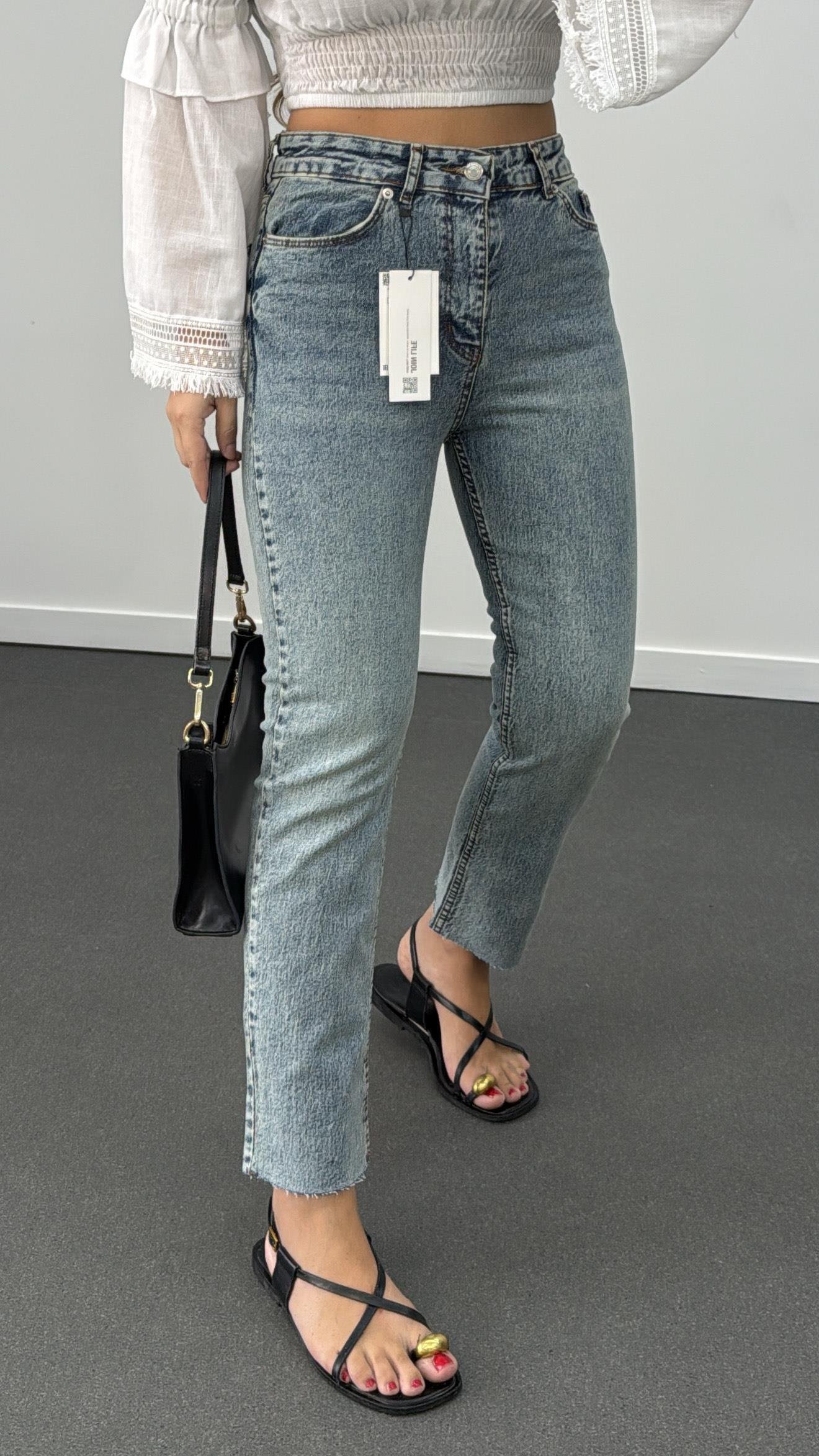 Juliet Yıkamalı Kot Yüksek Bel Slim Fit Jean