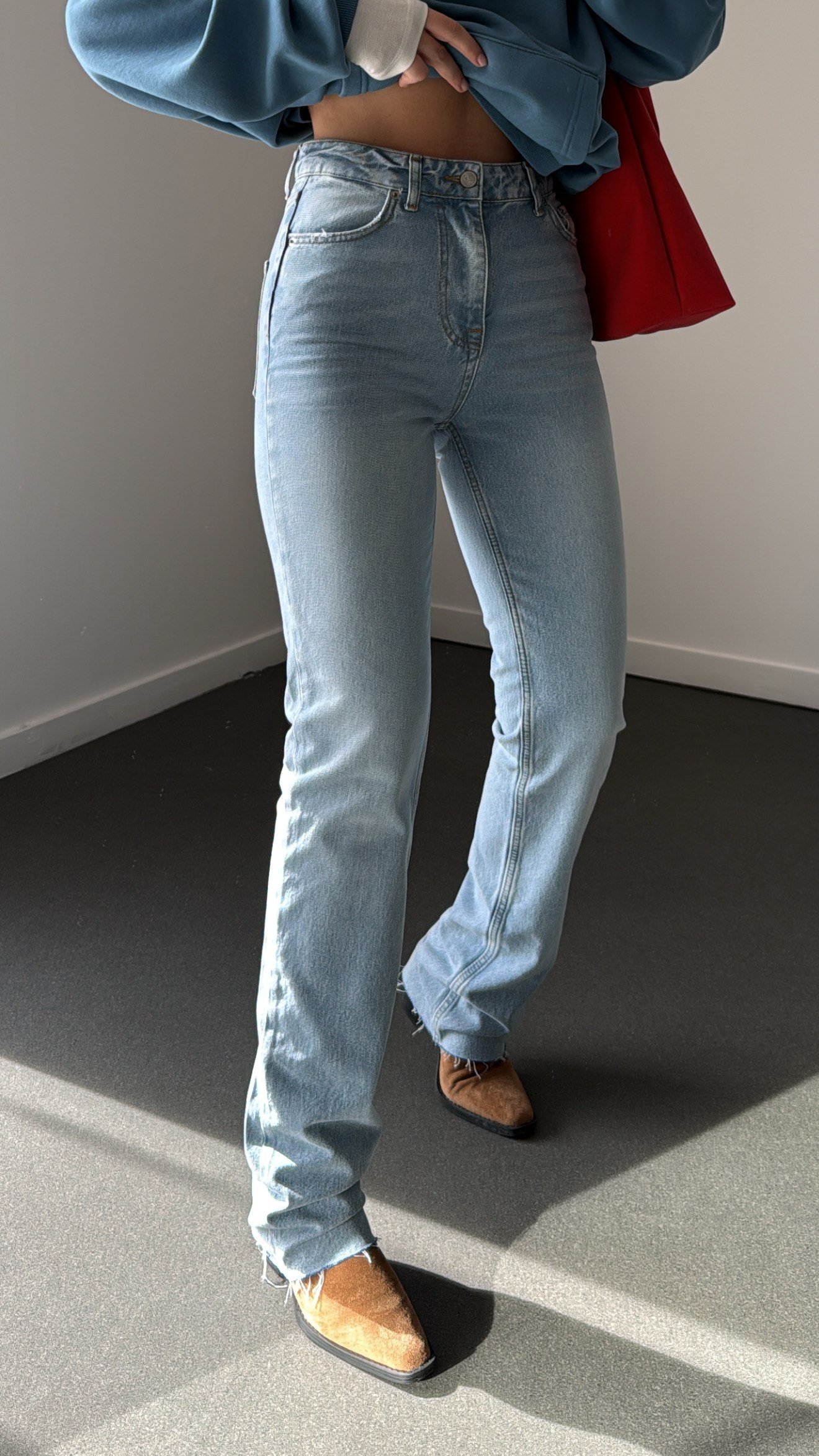 Khaos Açık Yıkamalı Yüksek Bel Straight Leg Jeans