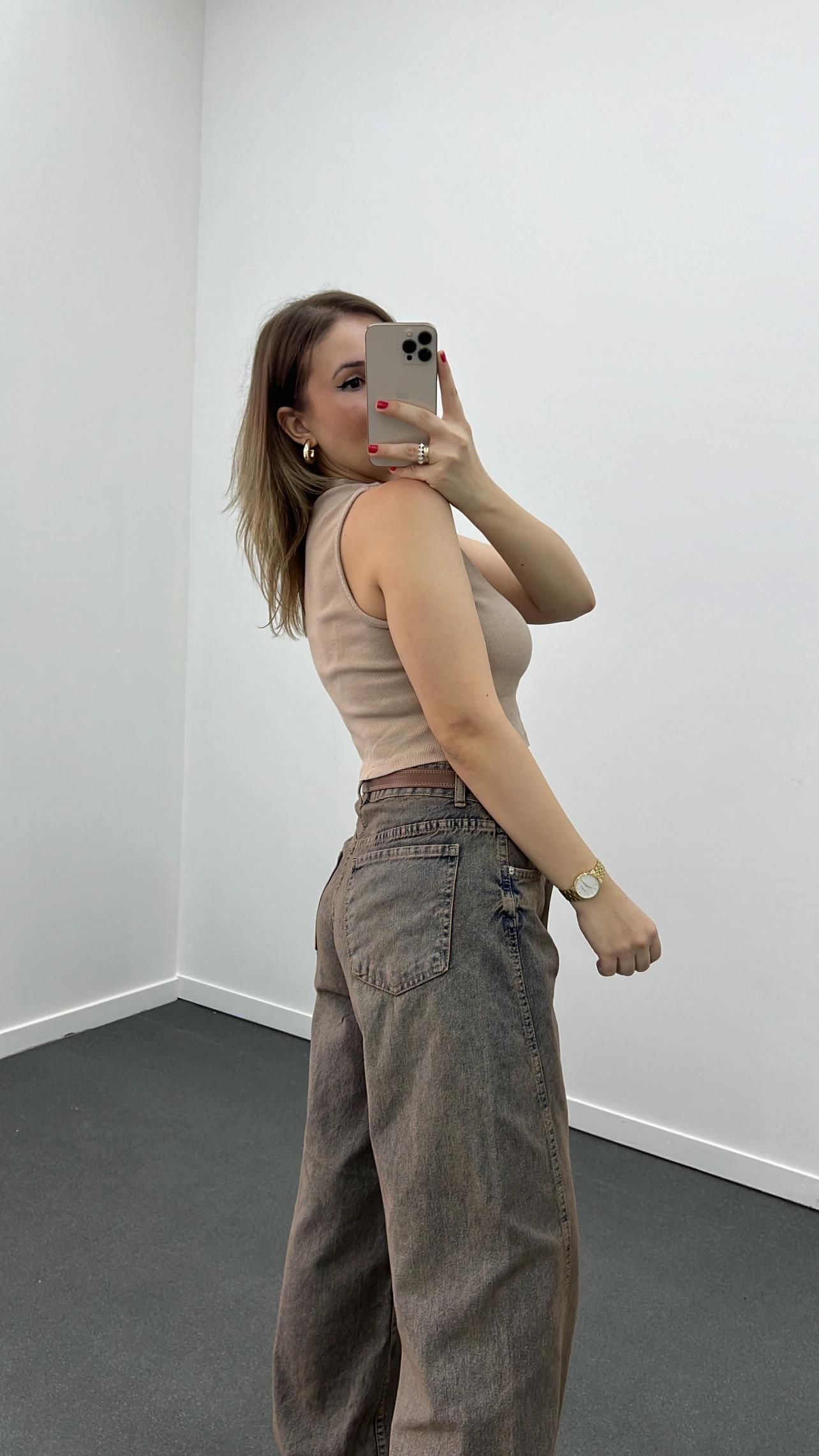 Kia Nude Yıkamalı Dik Yakalı Atlet