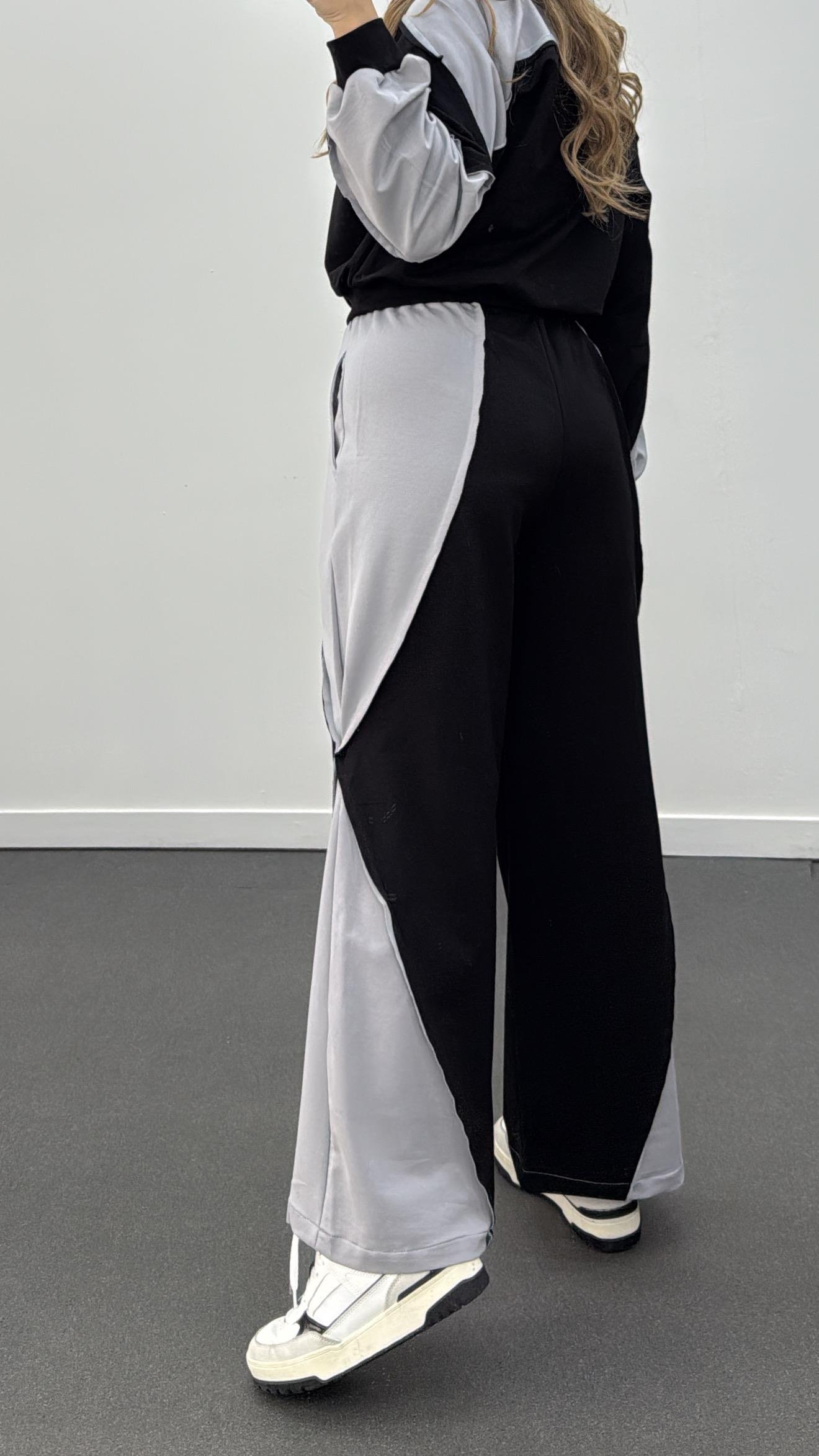 Kindsey Siyah Mix Kumaş Modal Sweat Ve Pantolon Takımı