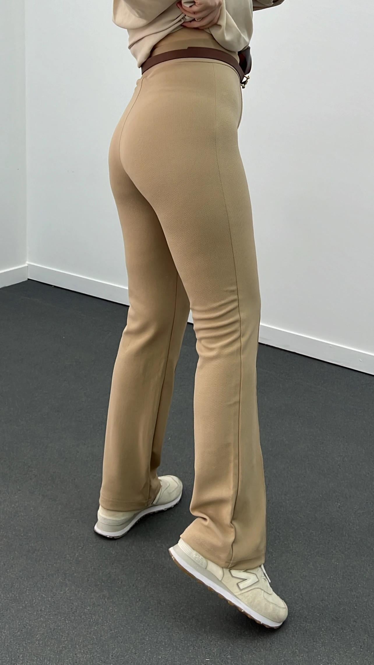 Leo Camel Likralı Süper Yüksek Bel Kumaş Pantolon