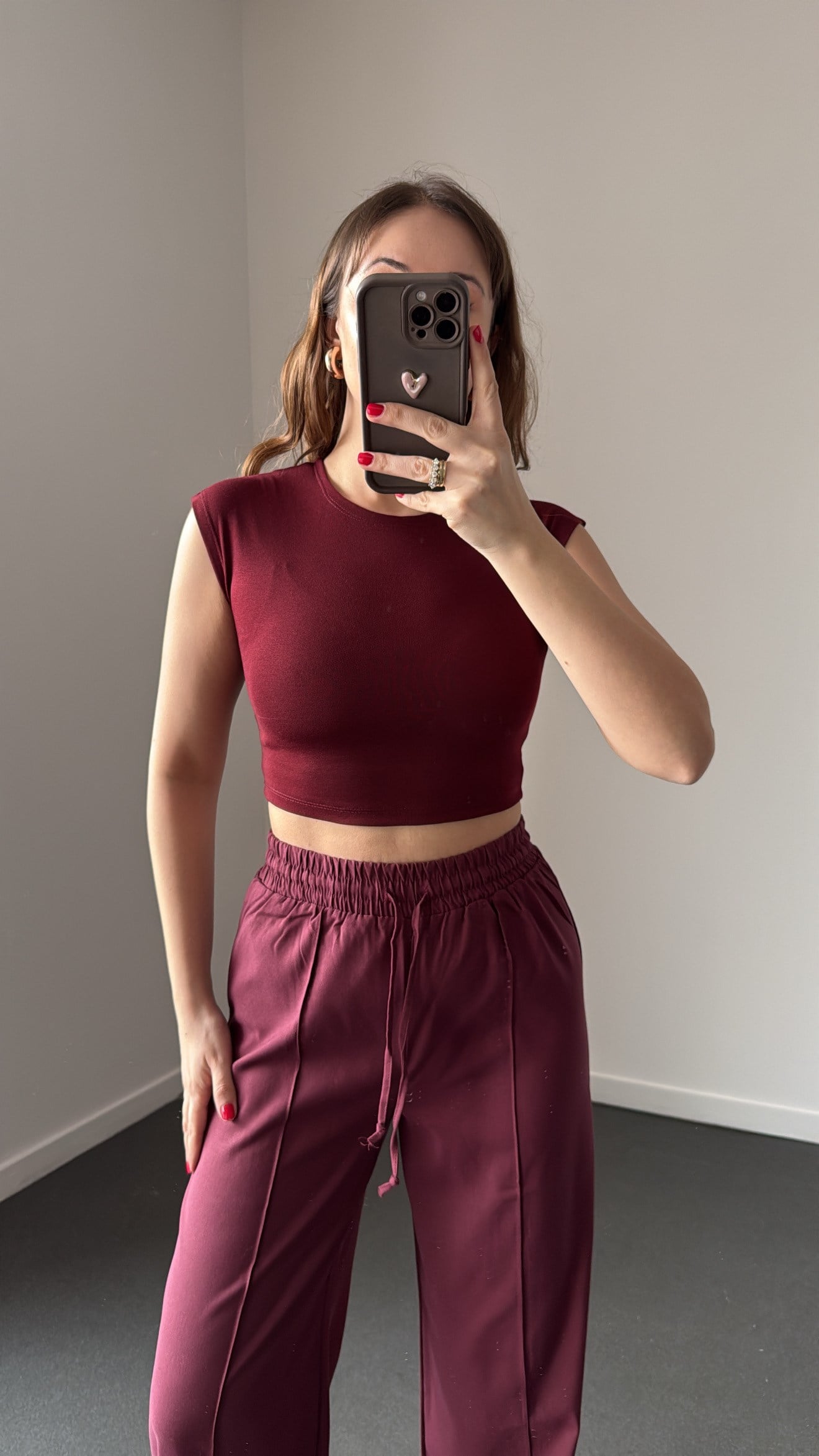 Lexie Bordo Bisiklet Yaka Kısa Crop