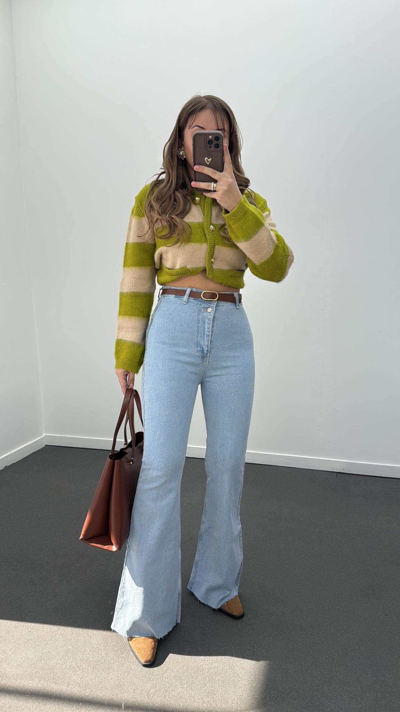 London Açık Kot Çift Düğmeli Kemerli İspanyol Jean