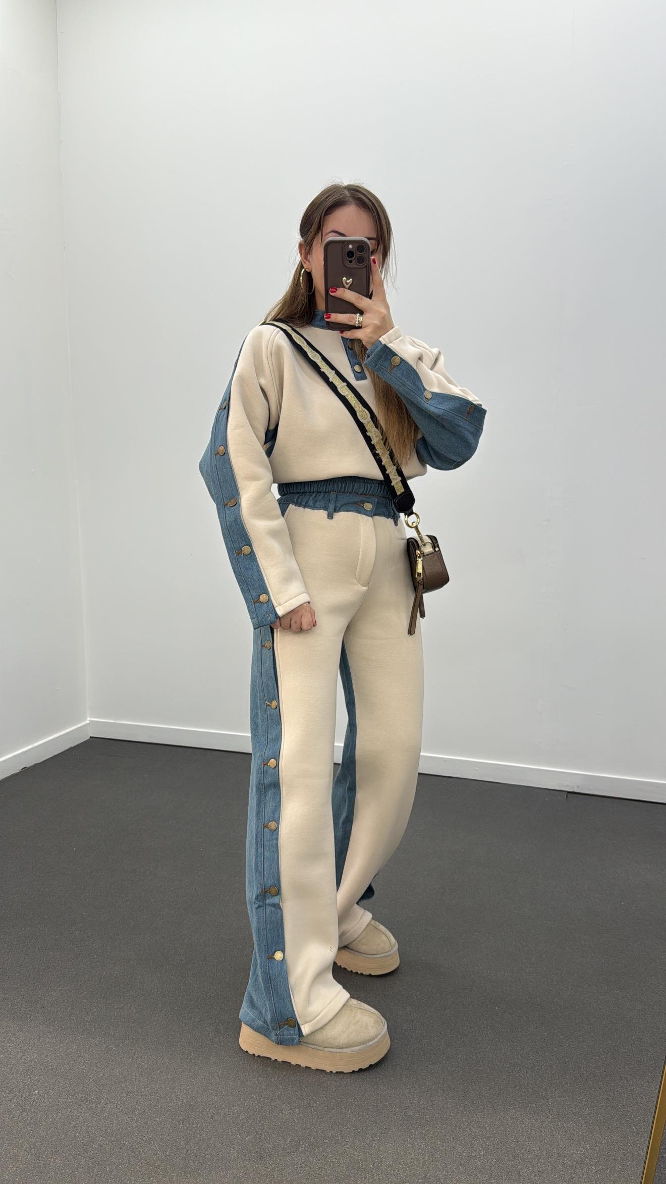 Loona Bej Kot Mixli Eşofman Takımı