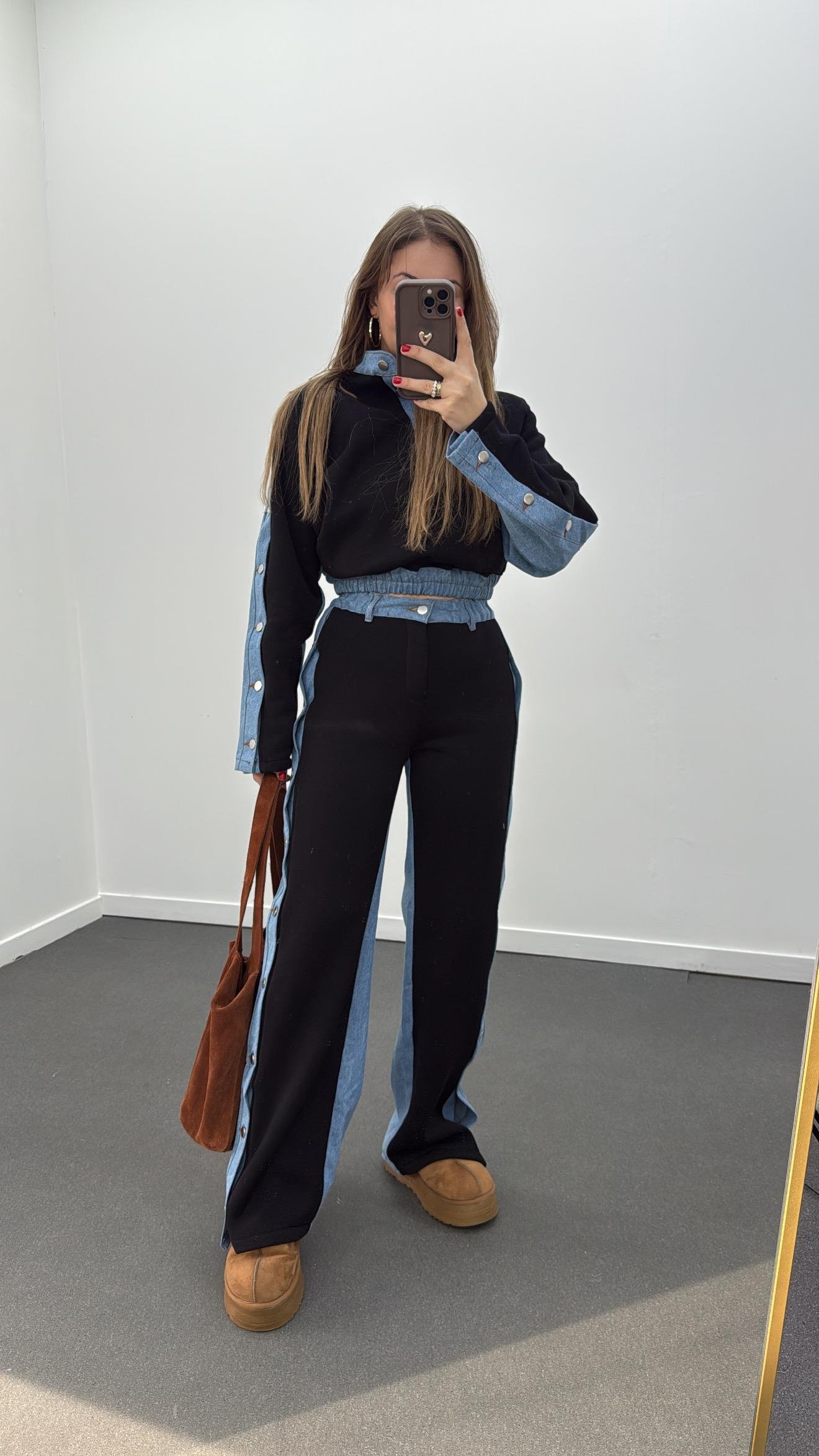 Loona Siyah Kot Mixli Eşofman Takımı